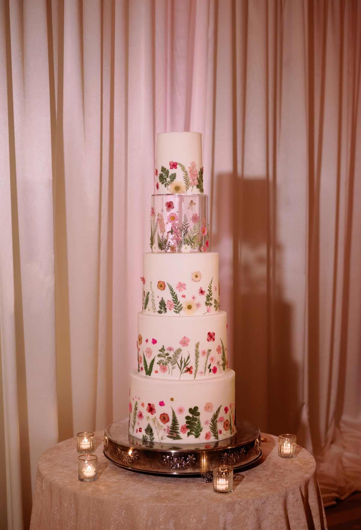 tall dried flower wedding cake