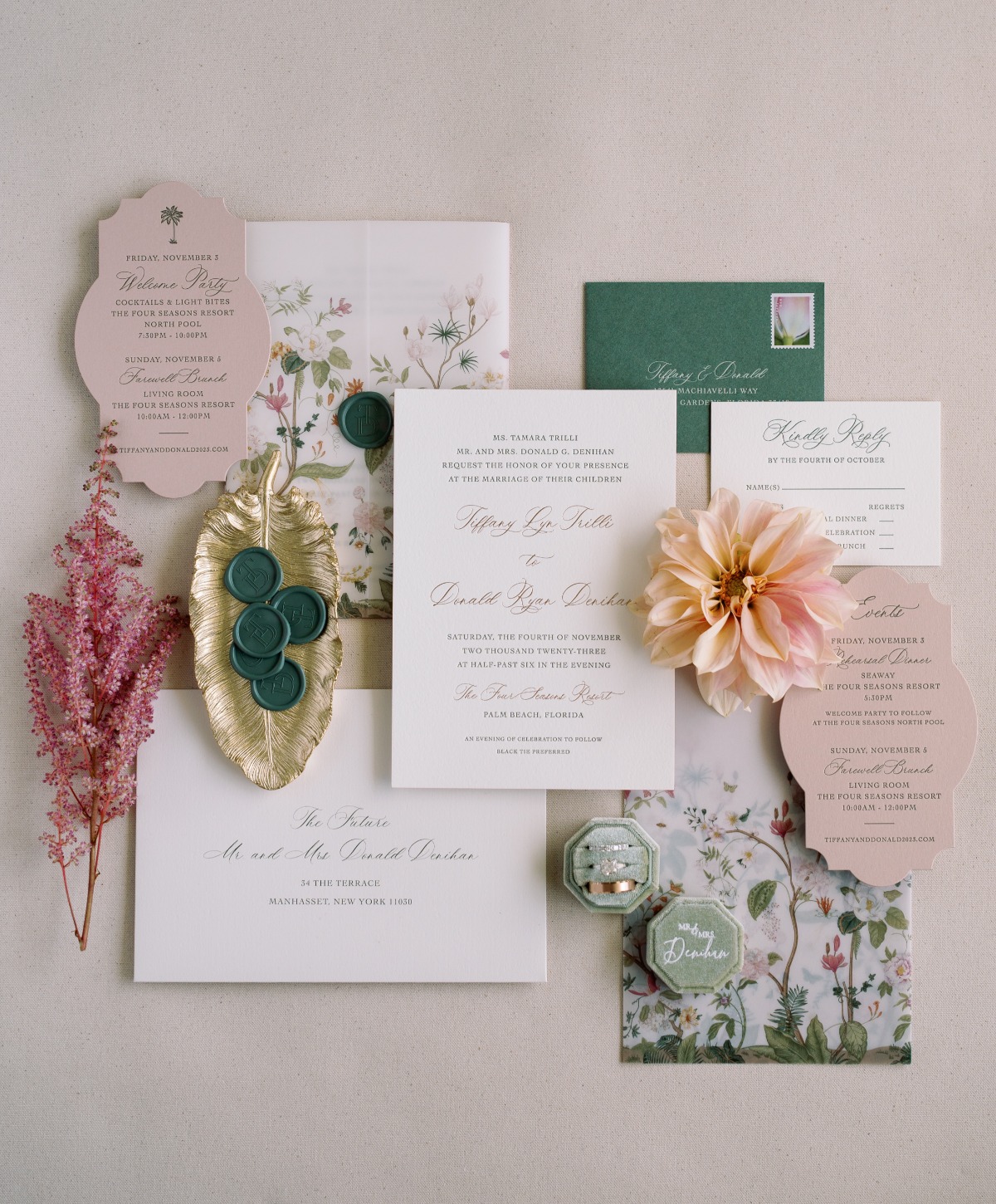 sage blush and emerald wedding colors