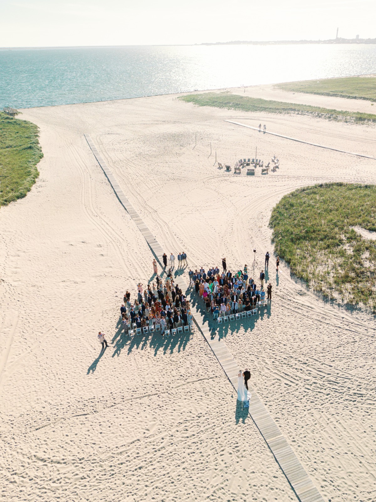 beachfront wedding on a New England boardwalk