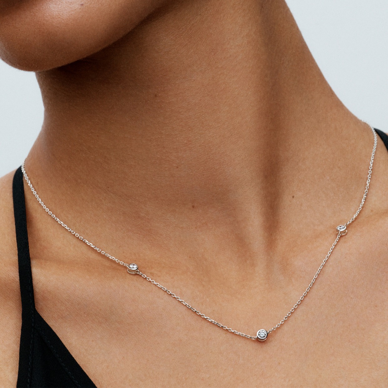 Pandora lab grown three diamond necklace