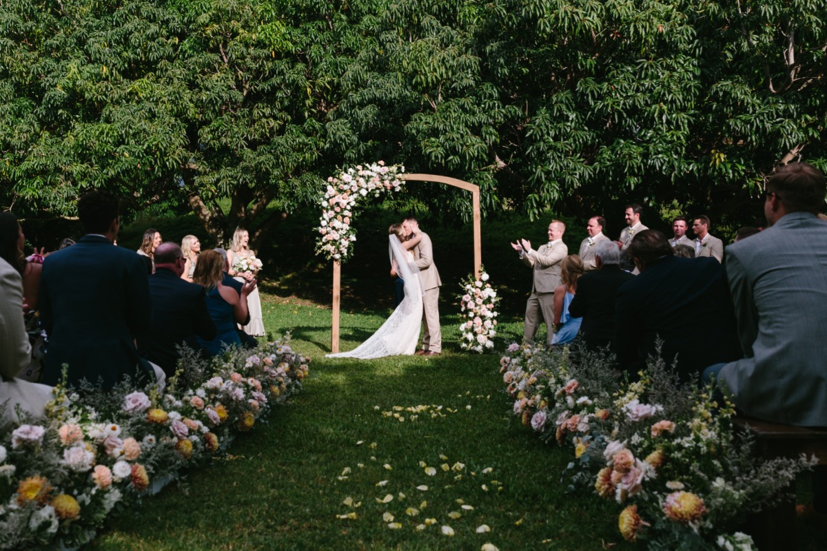 pastel outdoor wedding ceremony in maui