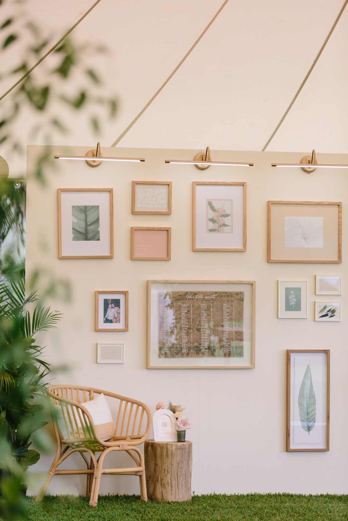 gallery wall seating chart for wedding