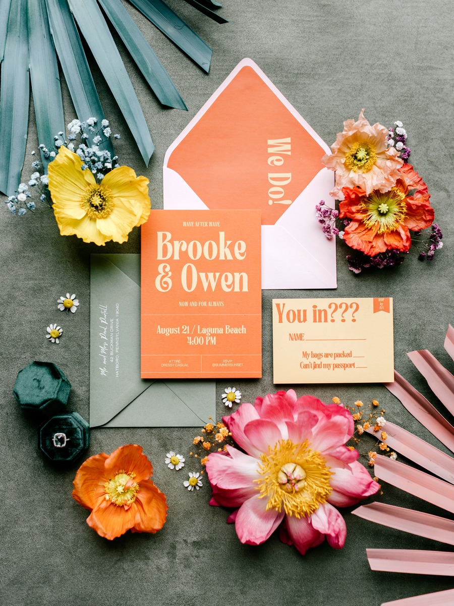 modern summery wedding invitations