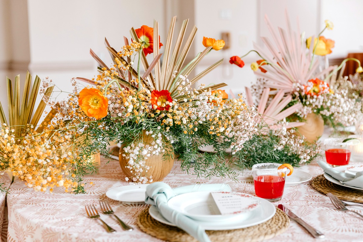 red and orange desert centerpieces