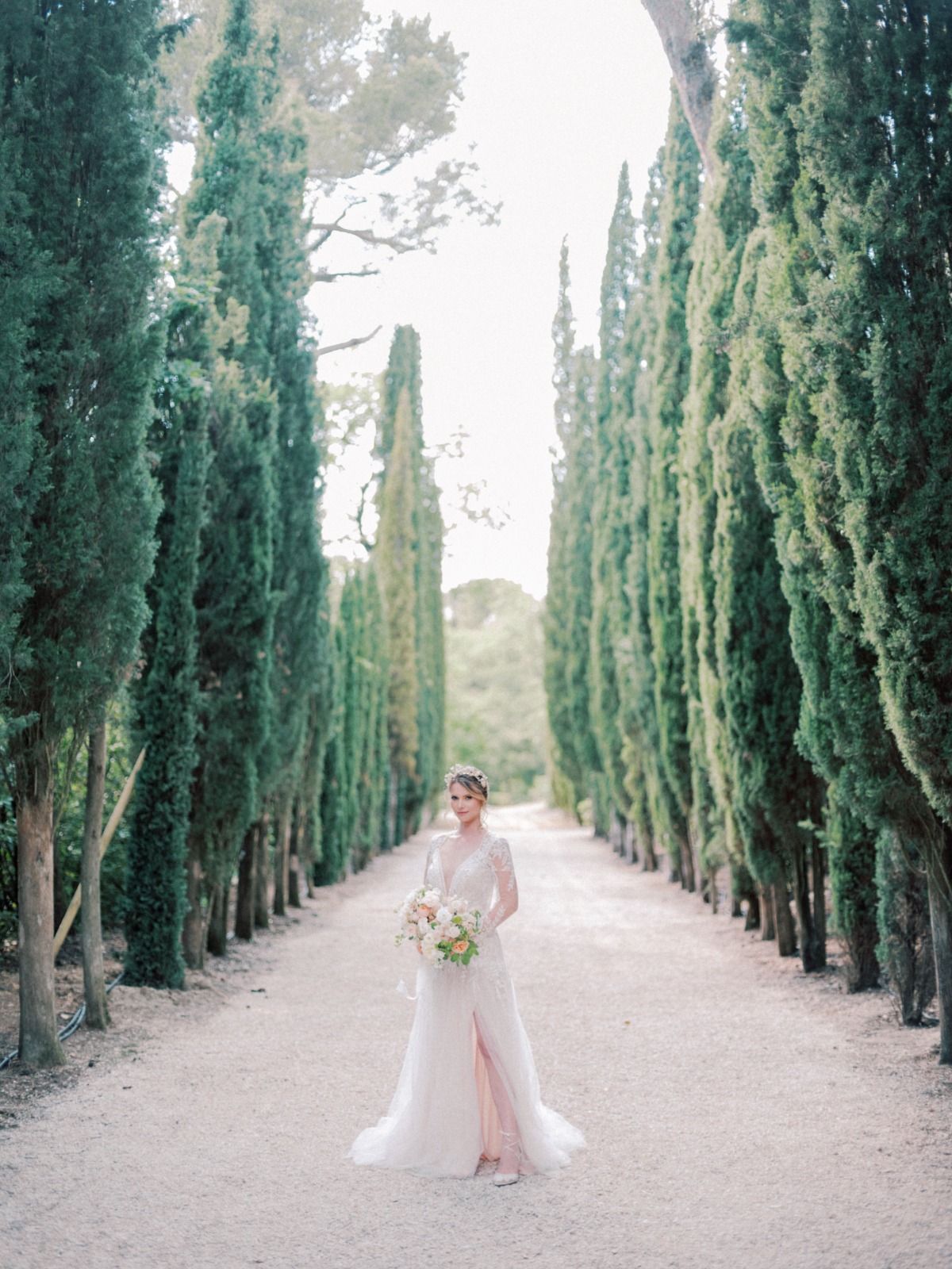 long sleeve a line lace wedding gown