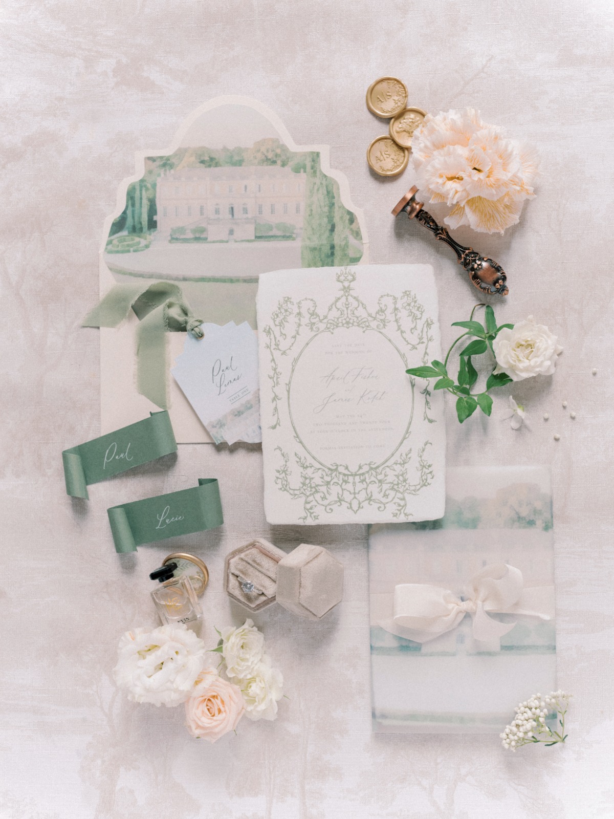 custom sage green watercolor venue invitations for wedding