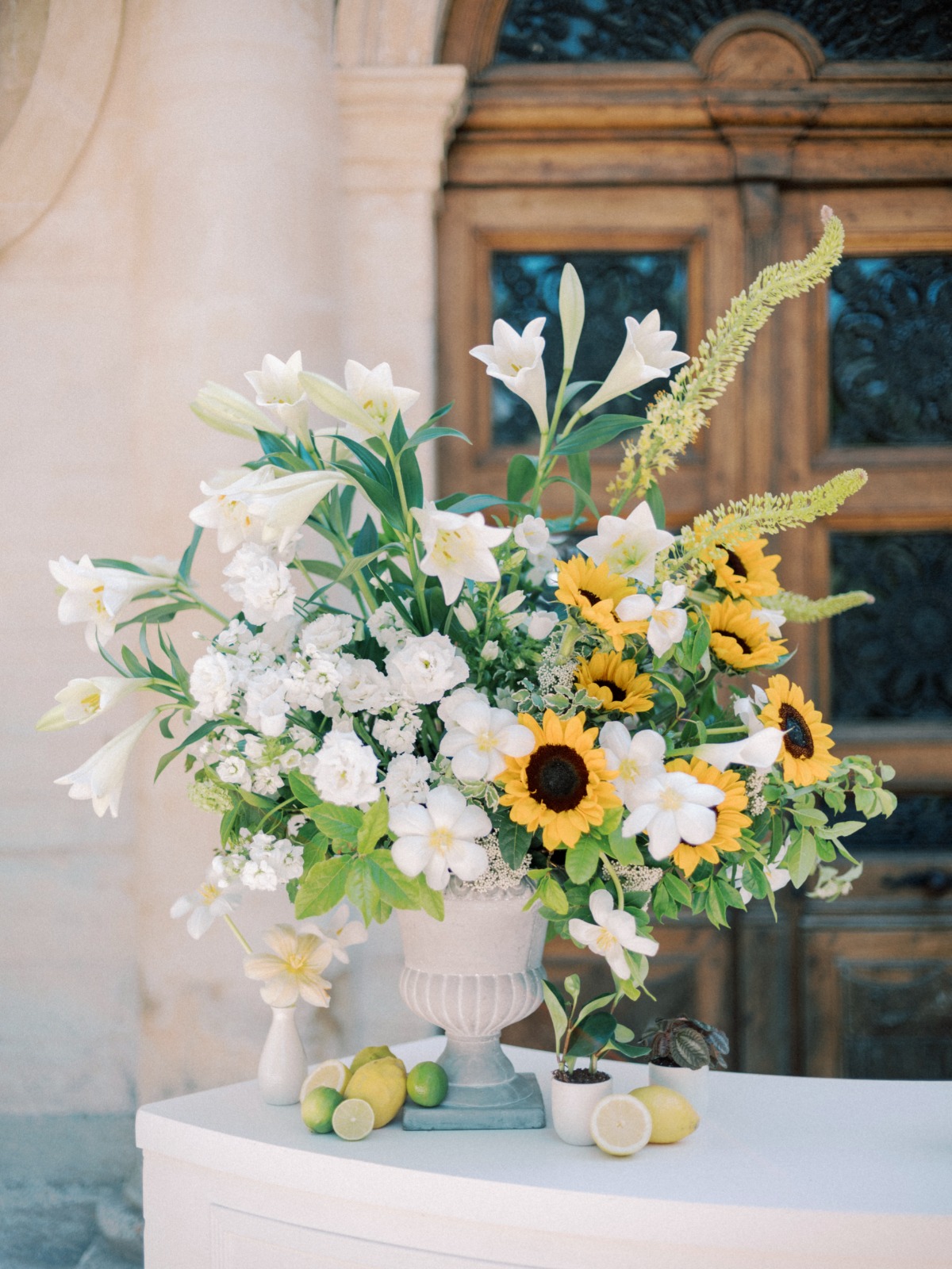 yellow and green wedding inspiration with citrus fruits