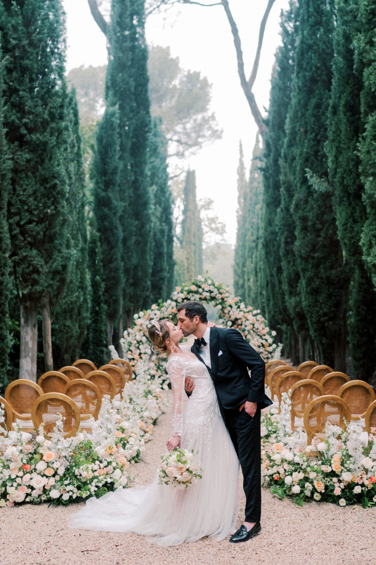 peach and white wedding in provence france