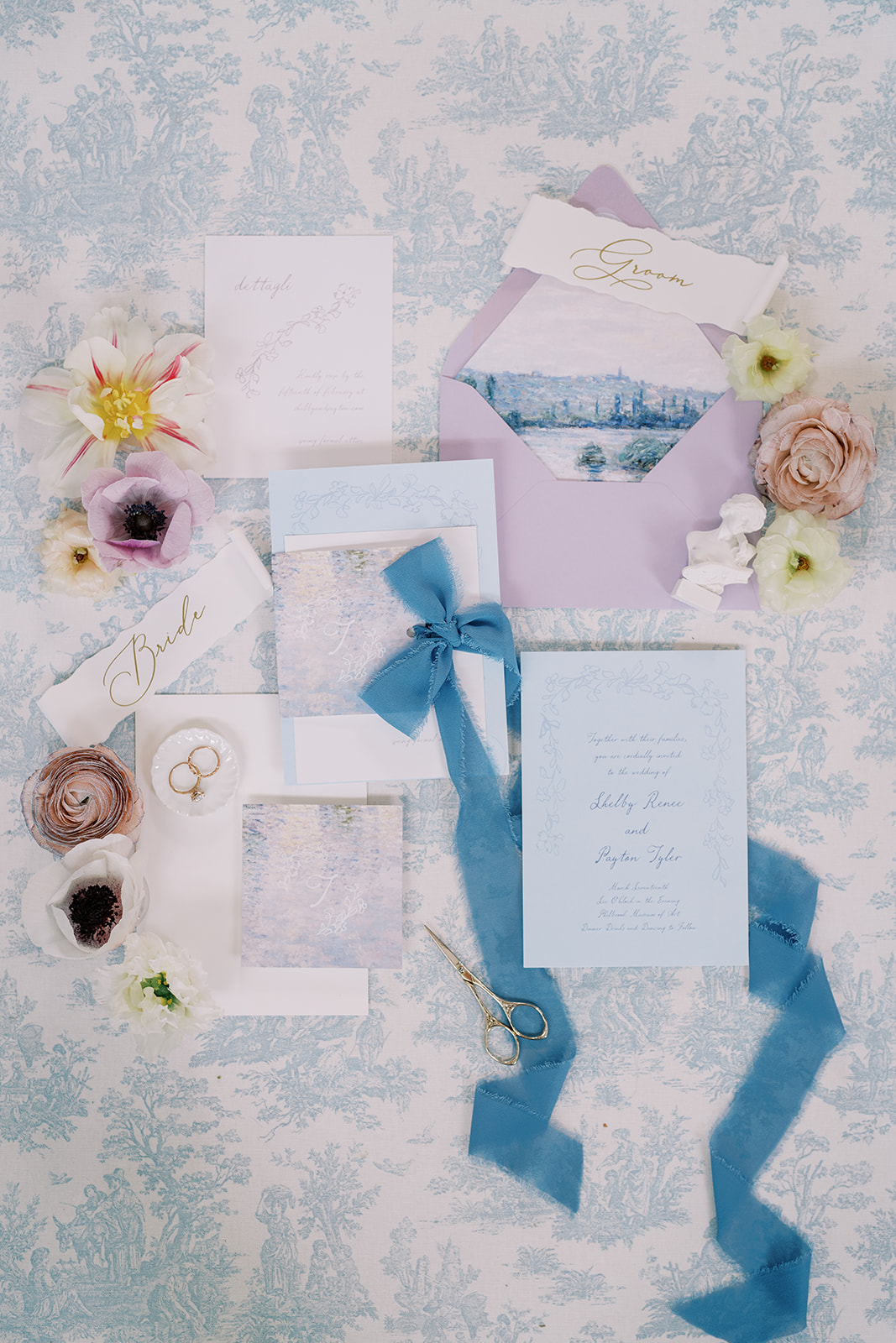 pastel painted wedding invitation suite ideas