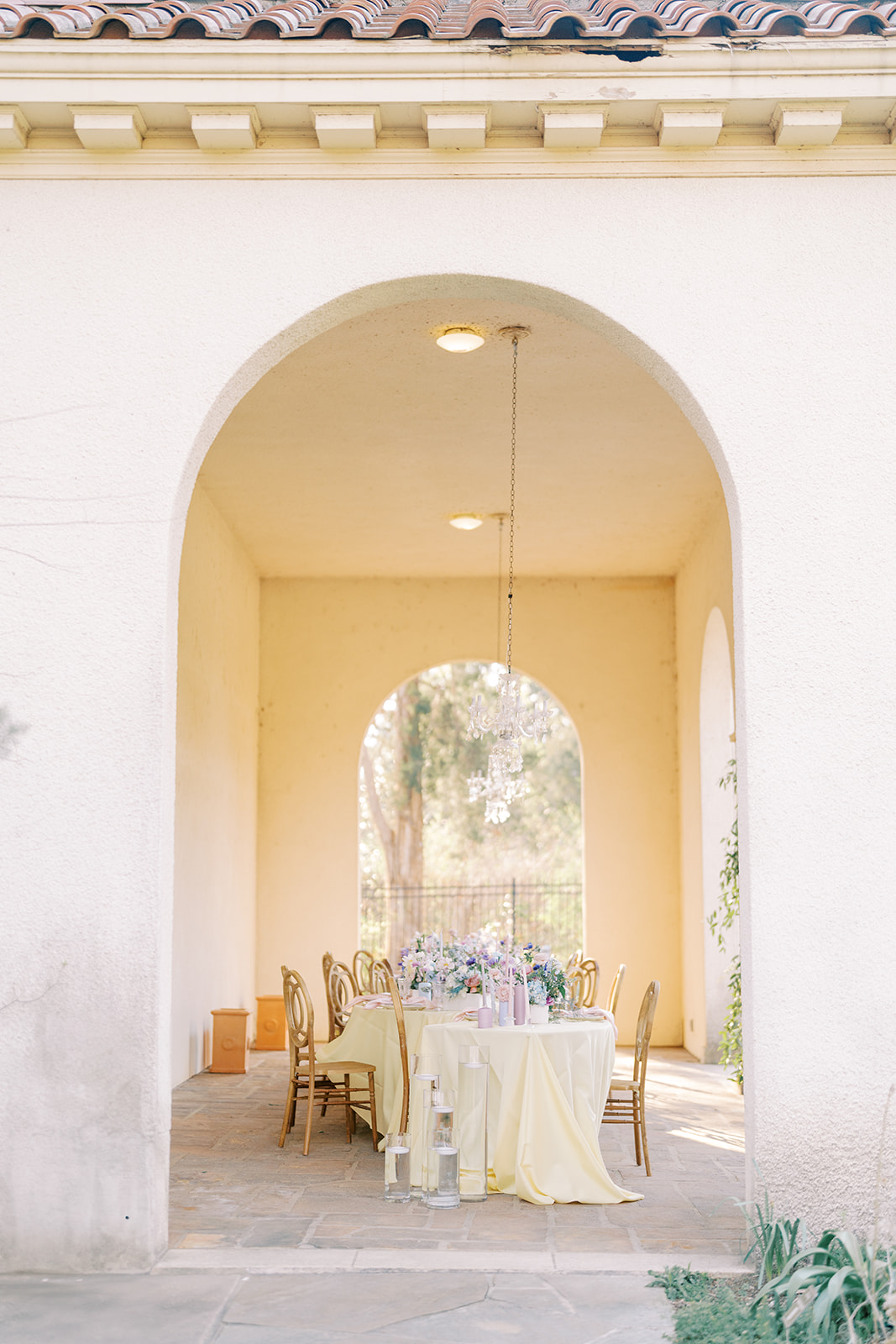 pastel estate reception in lavender blue and pink