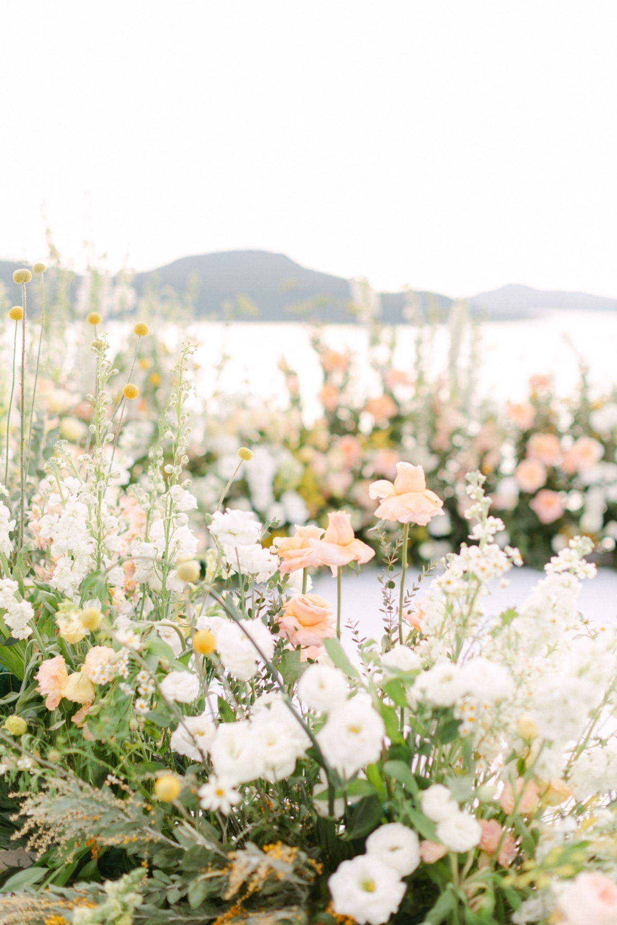 peach pastel wedding ceremony floor florals