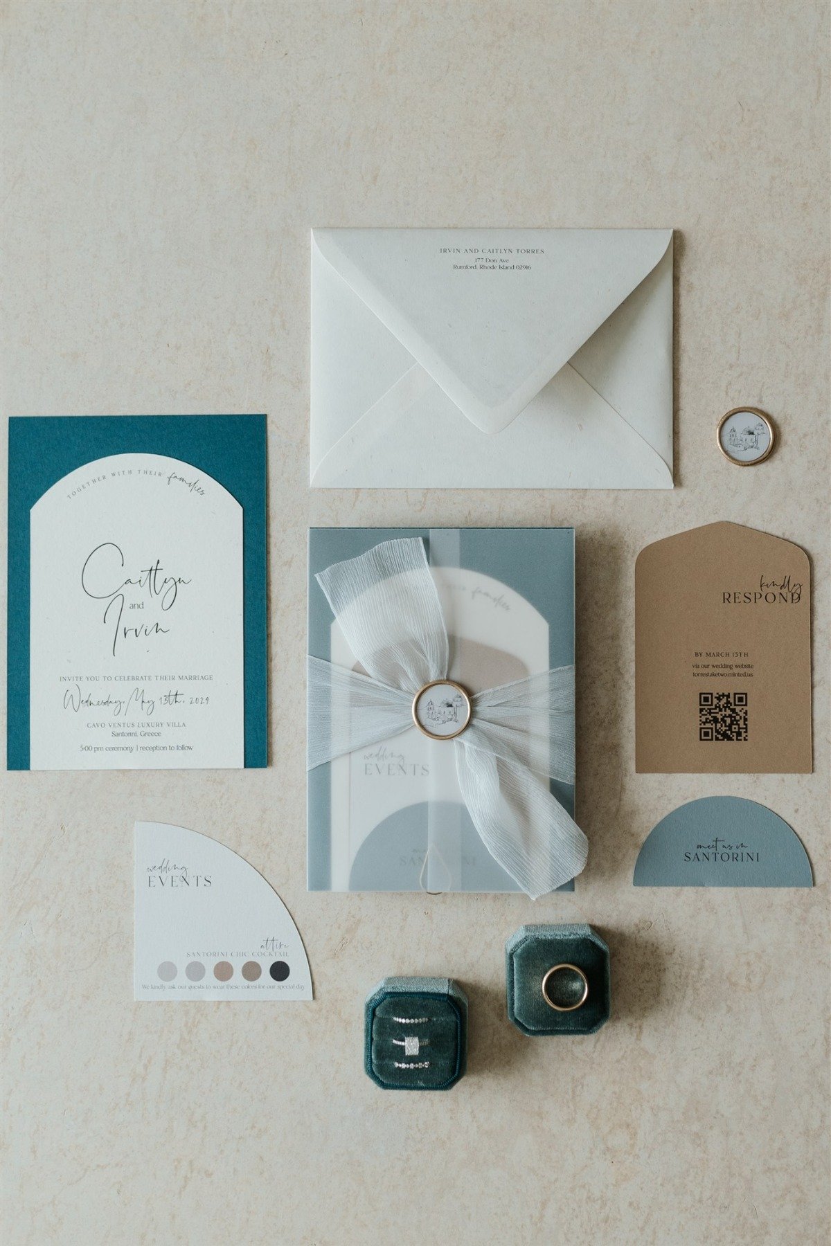 shades of blue wedding invitations