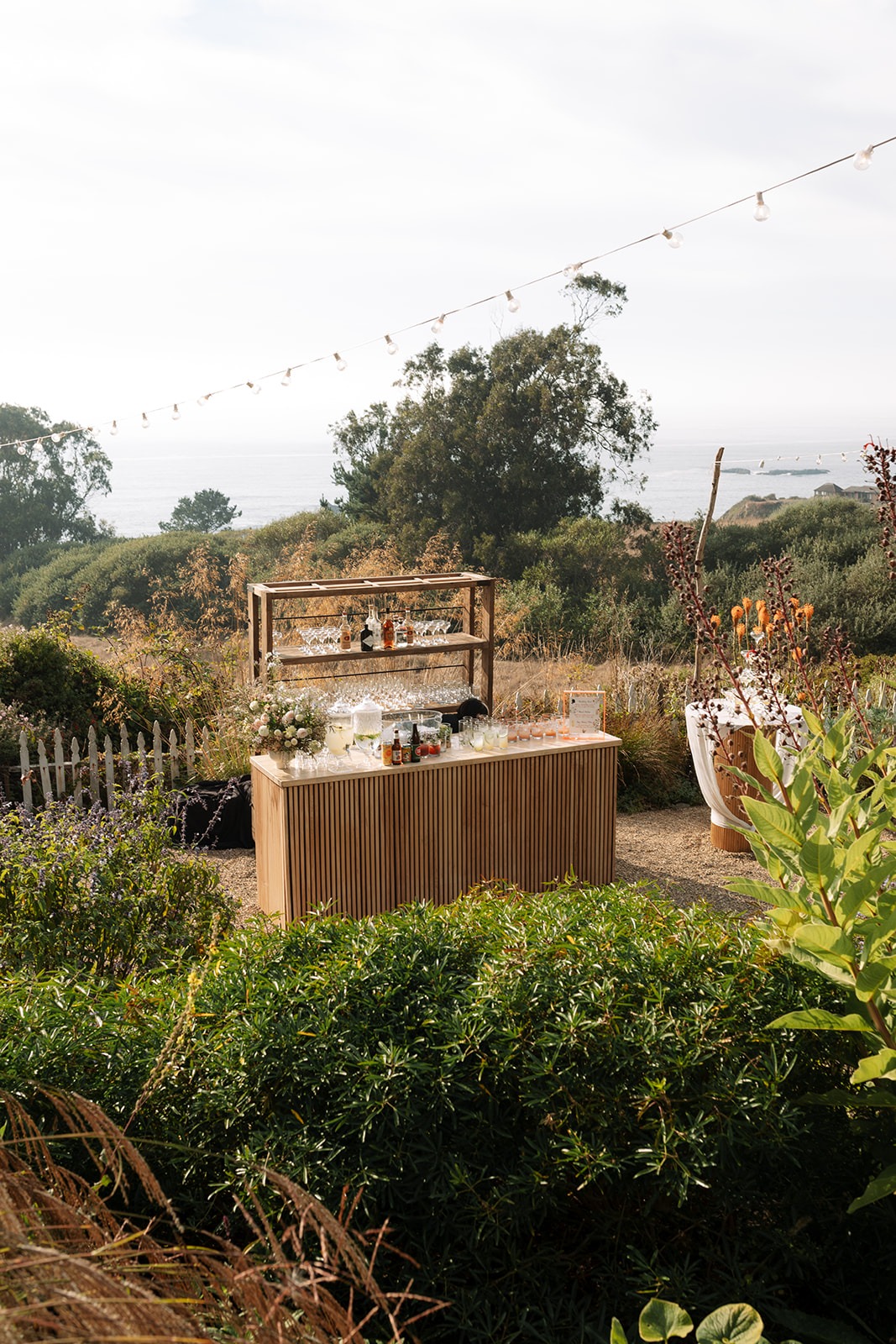 outdoor bar at coastal wedding