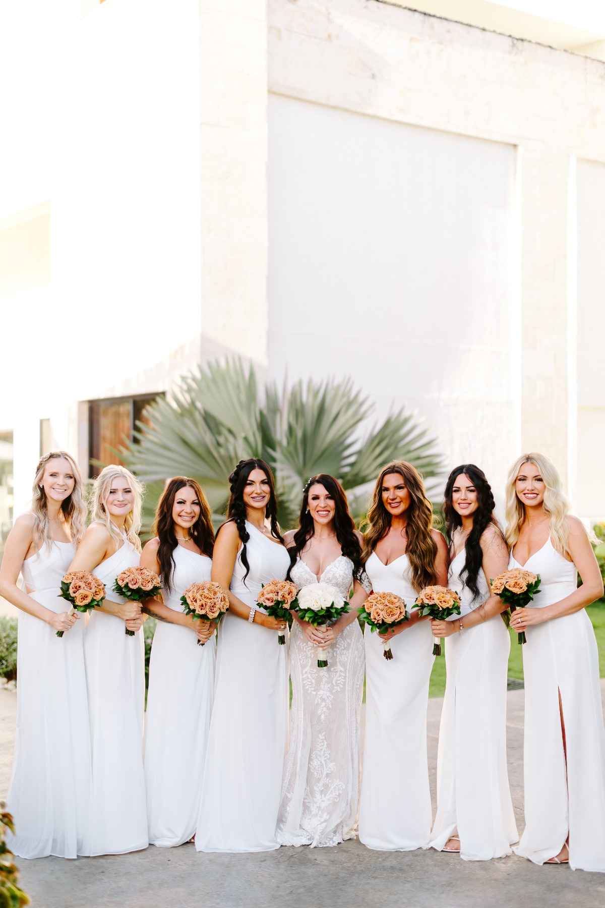 white bridesmaid dresses