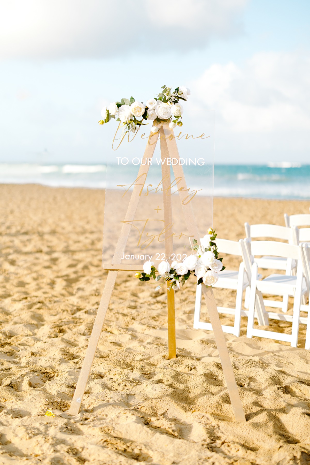 clear wedding welcome sign