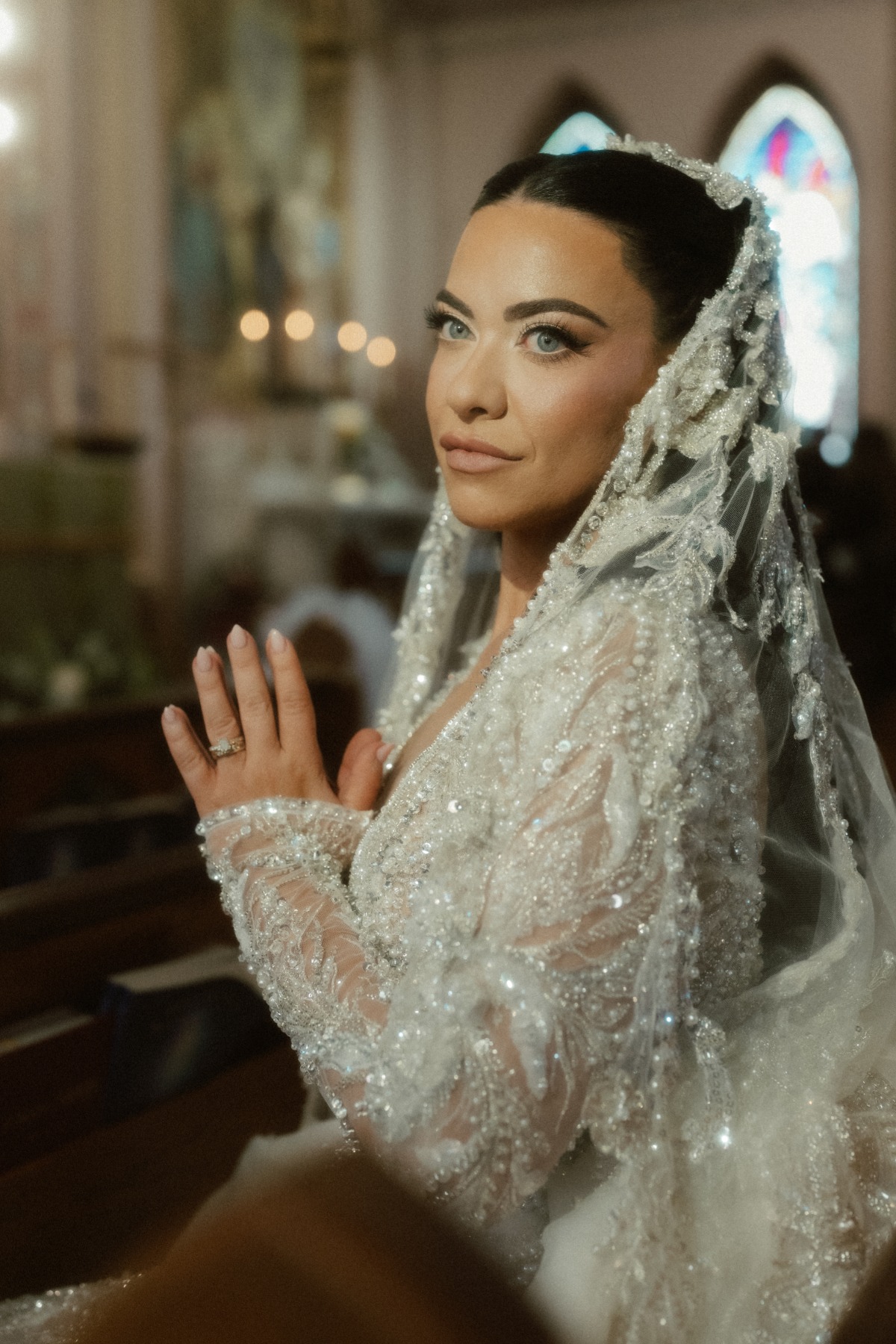 beaded wedding veil