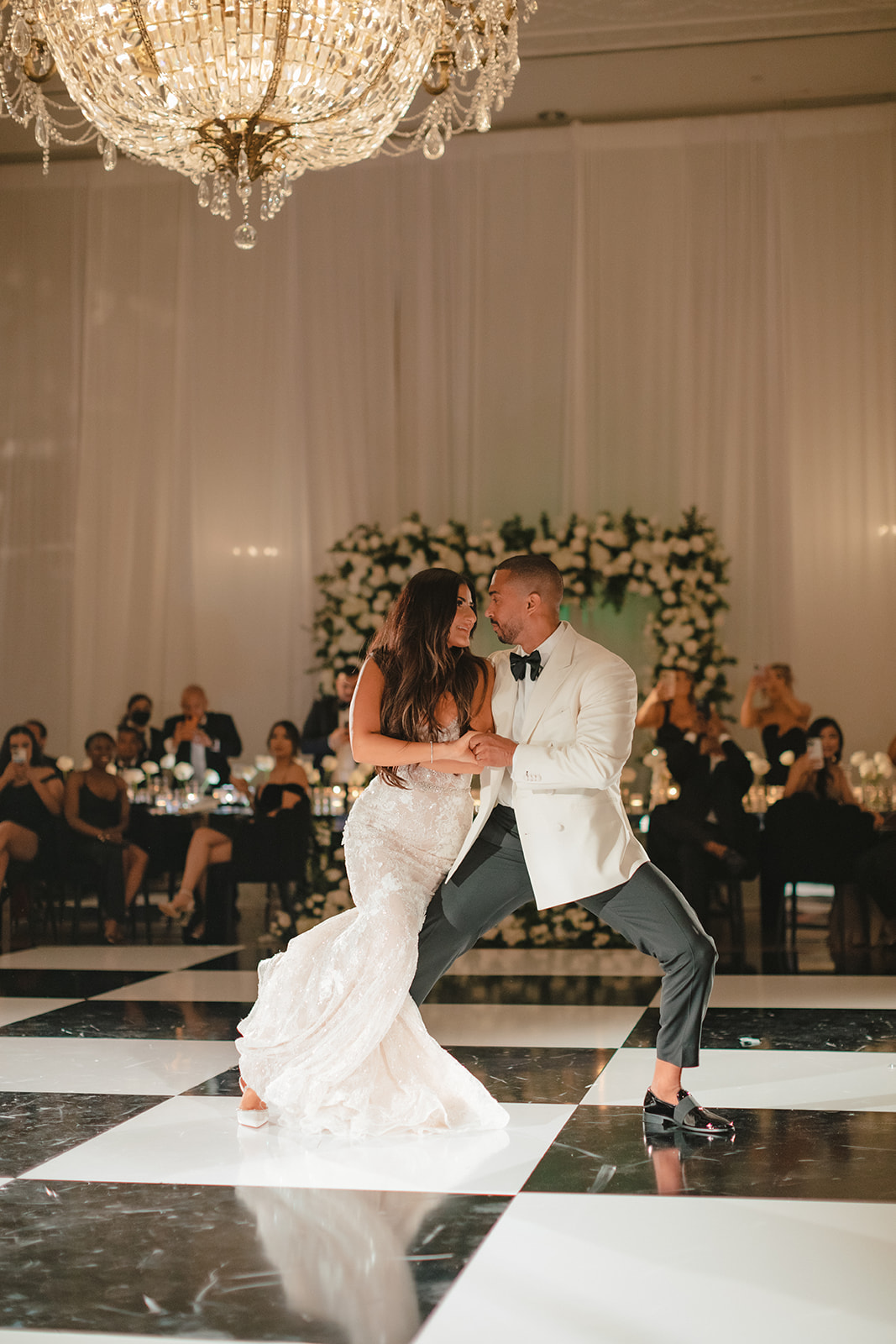 black and white checkered dance floor