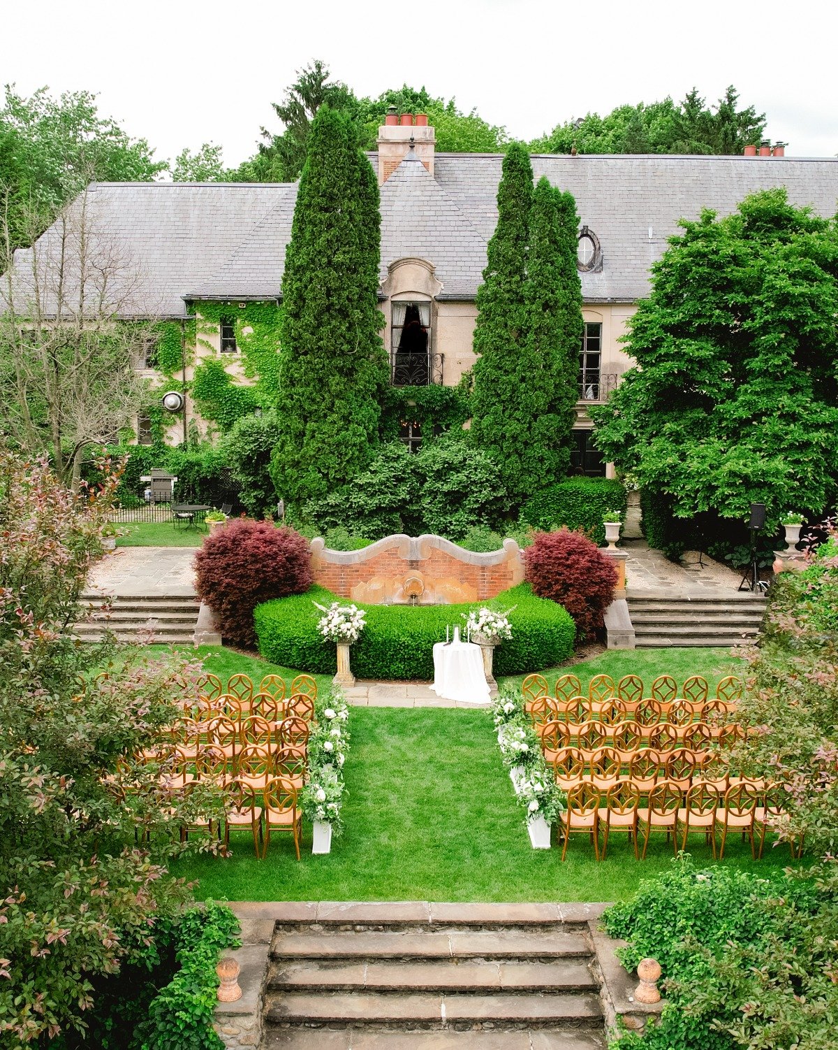 garden ceremony at french style estate in michigan