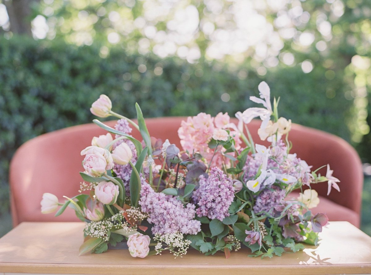 pink purple and ivory wedding flowers