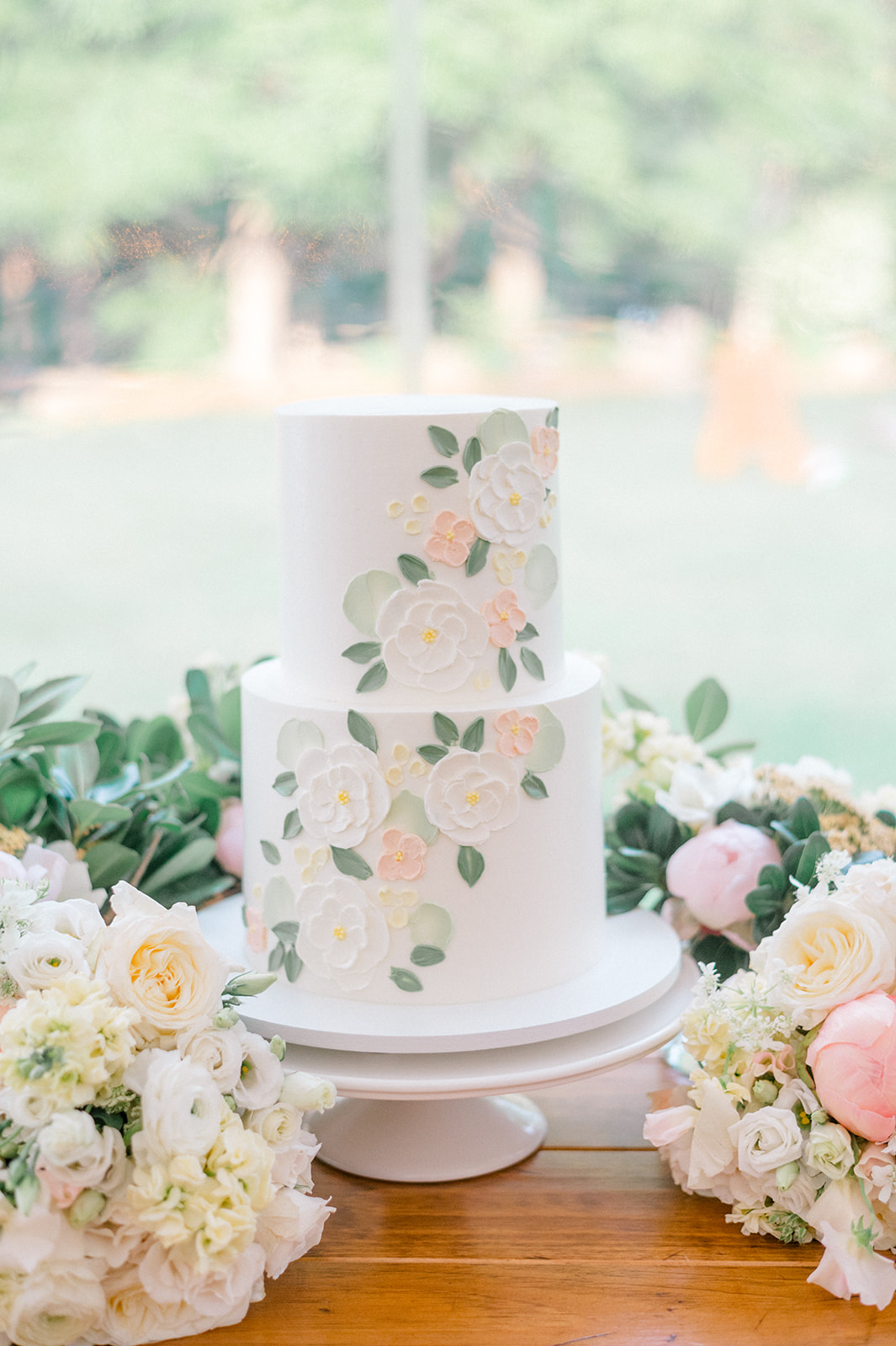 pastel floral buttercream wedding cake