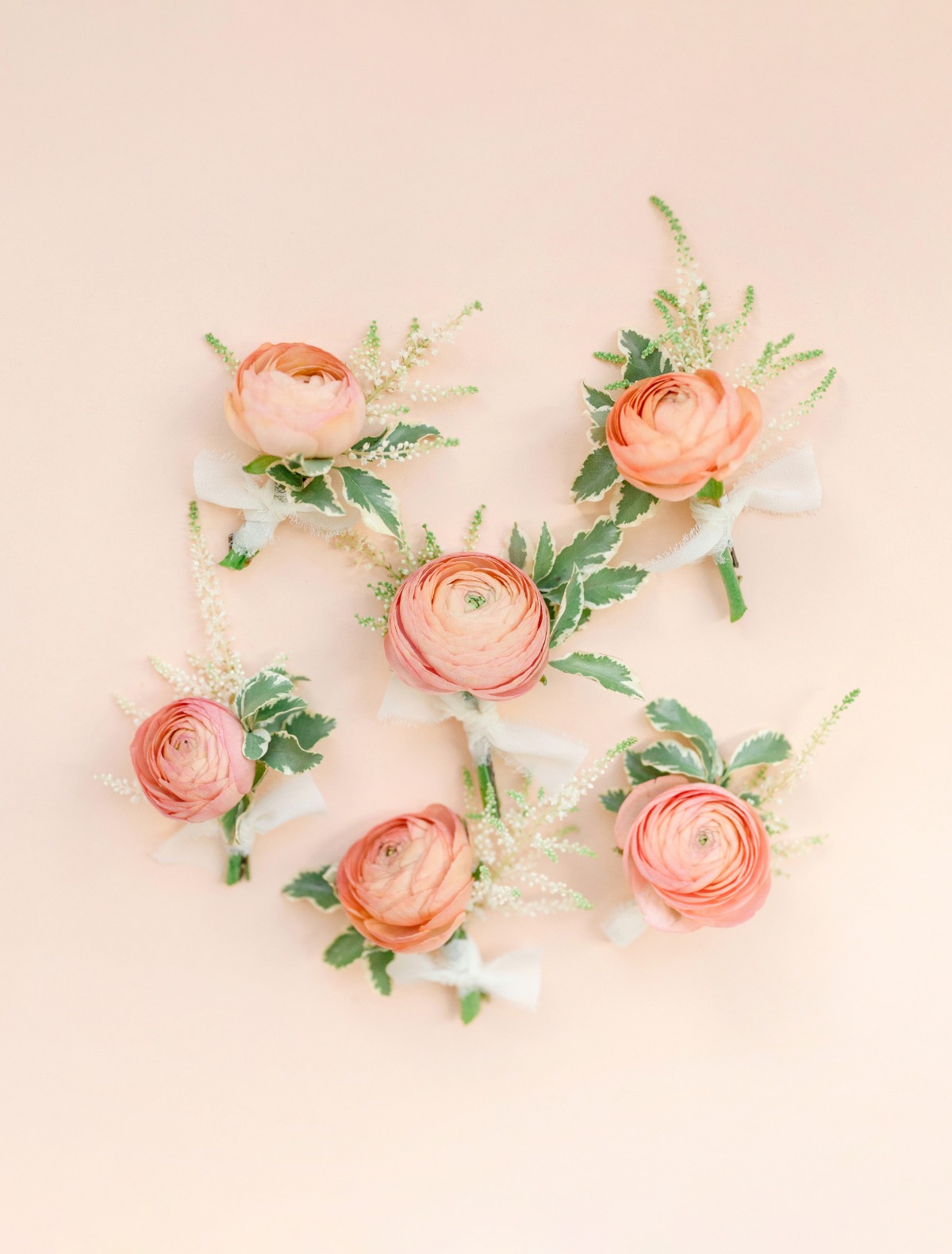 peach ranunculus boutonnieres