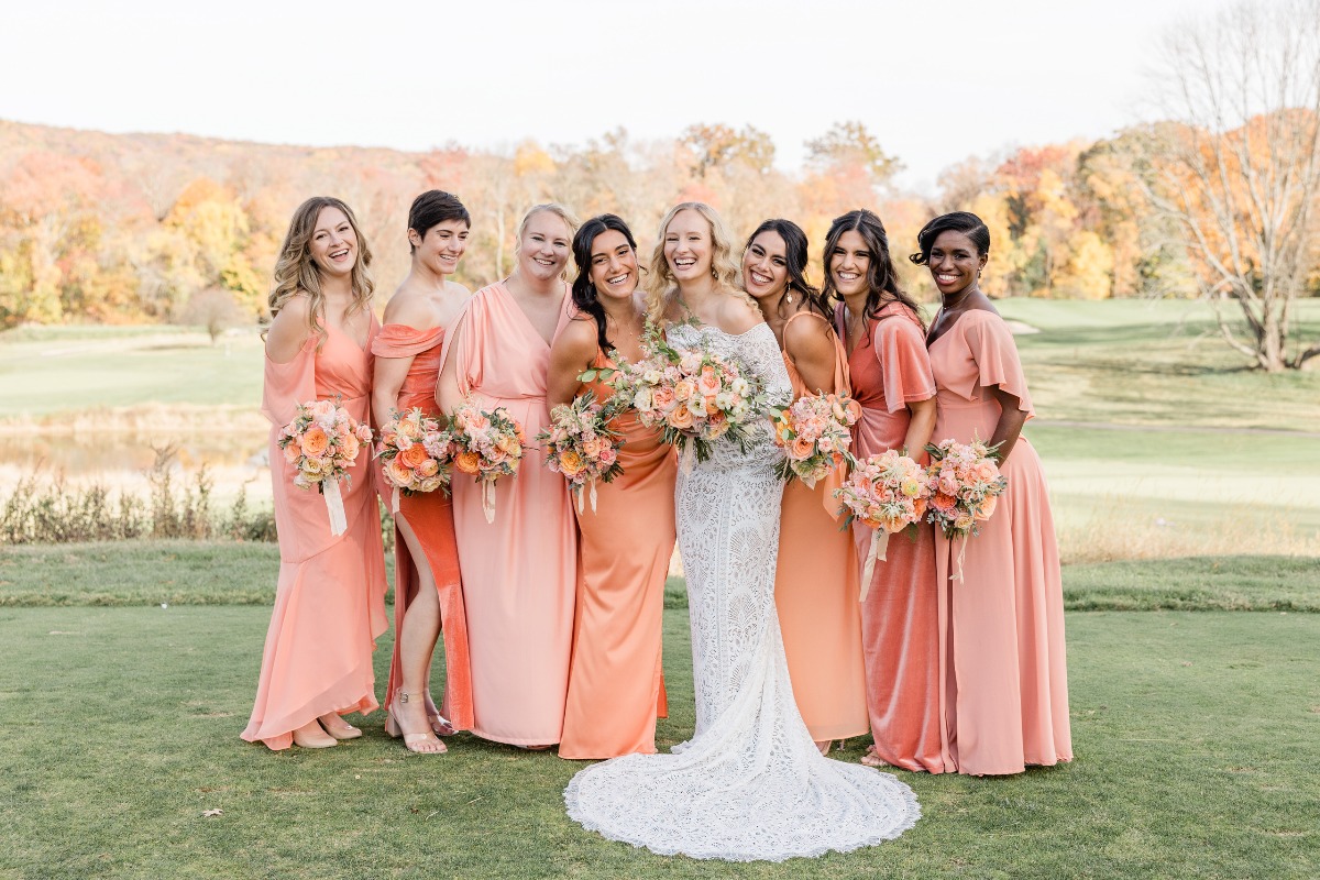 peach and coral bridesmaid dresses