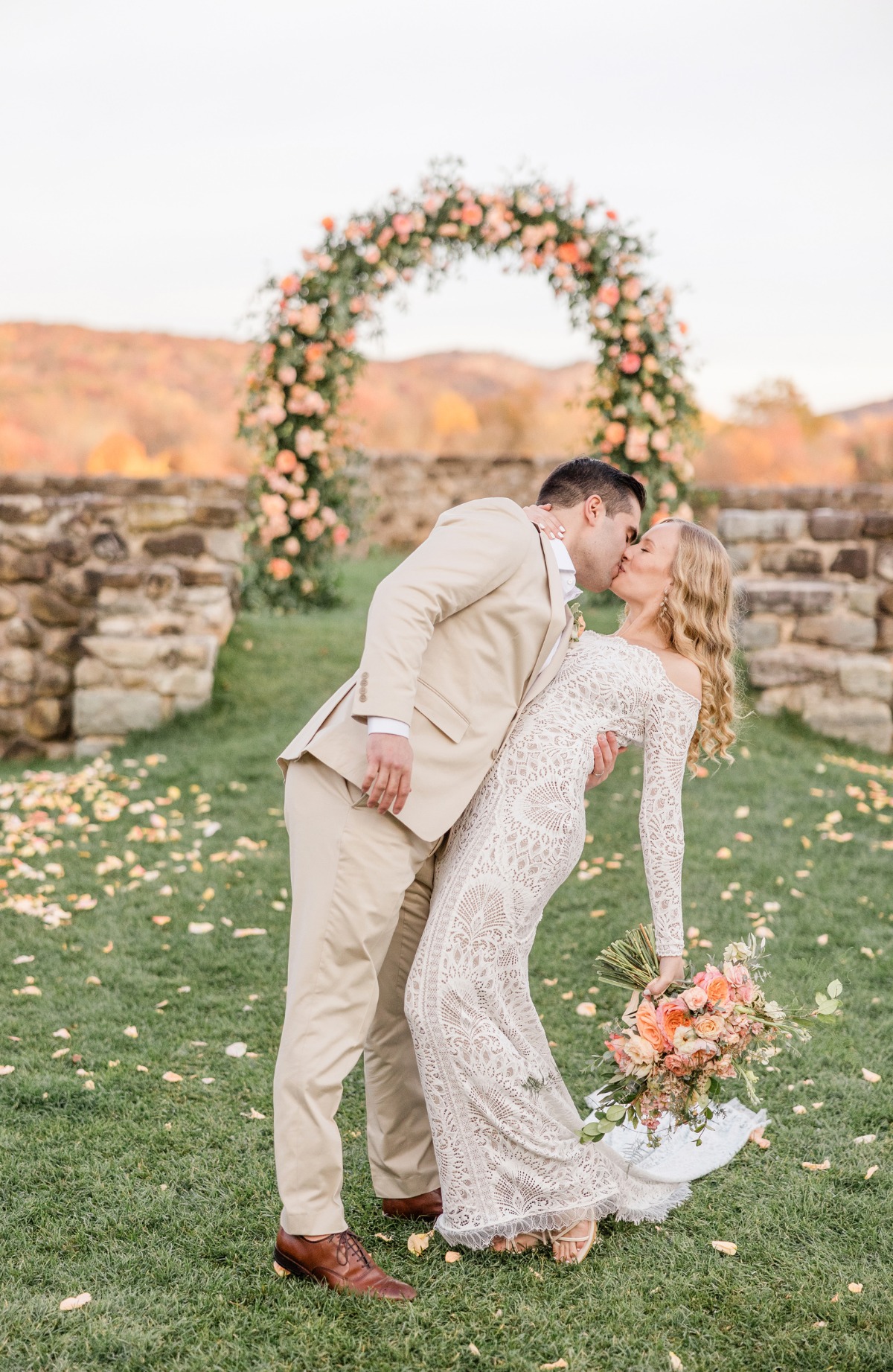 peachy floral arch