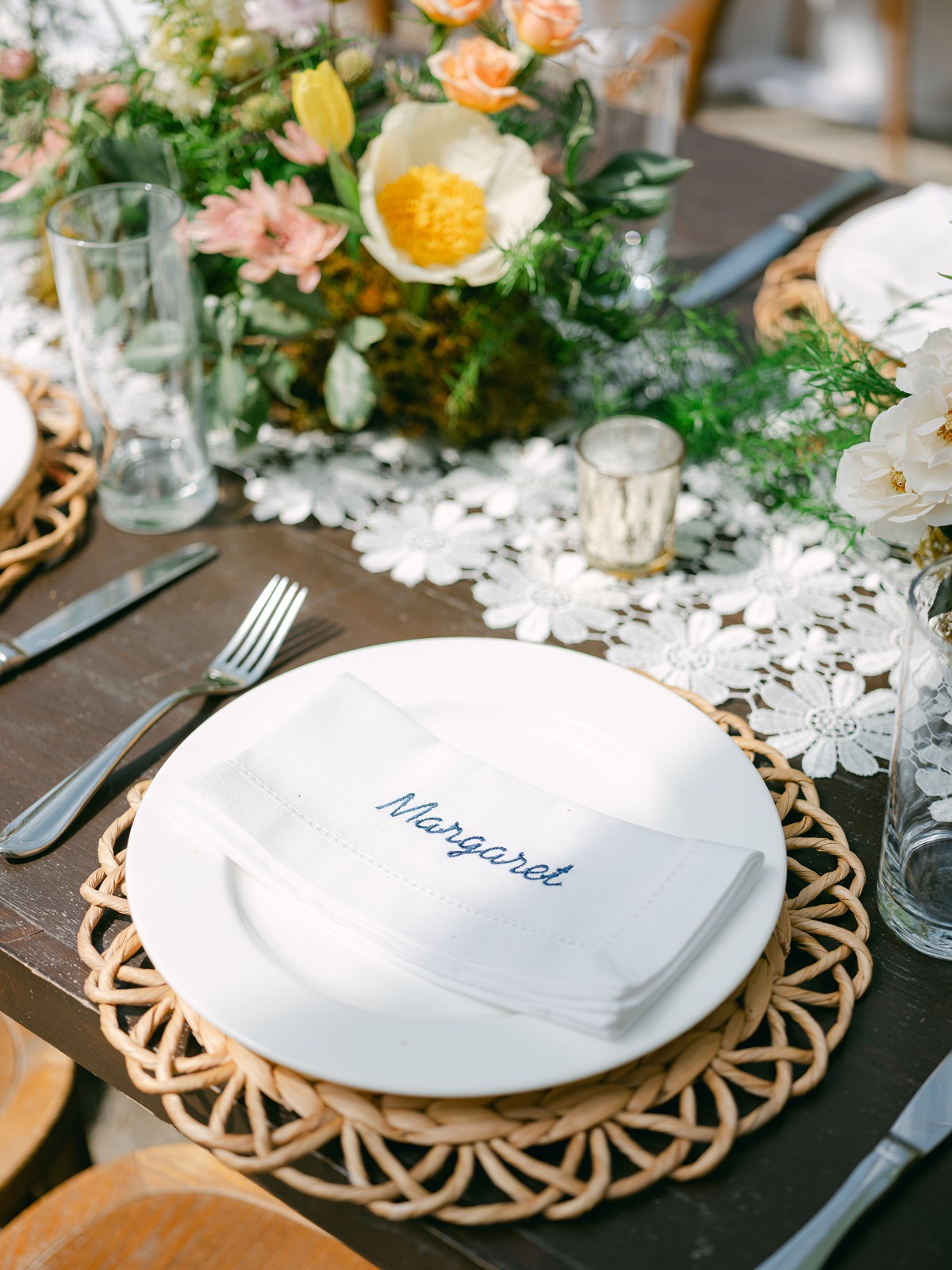 custom embroidered napkins for wedding favors