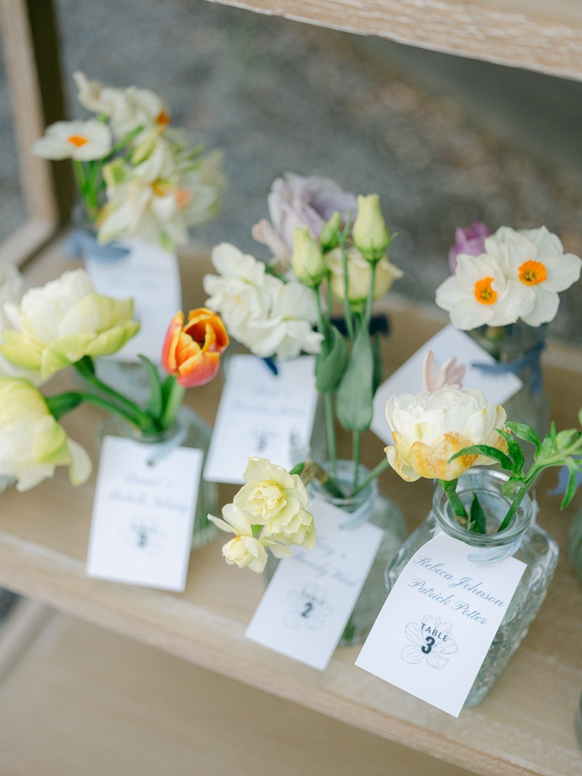 but vase escort card display for weddings