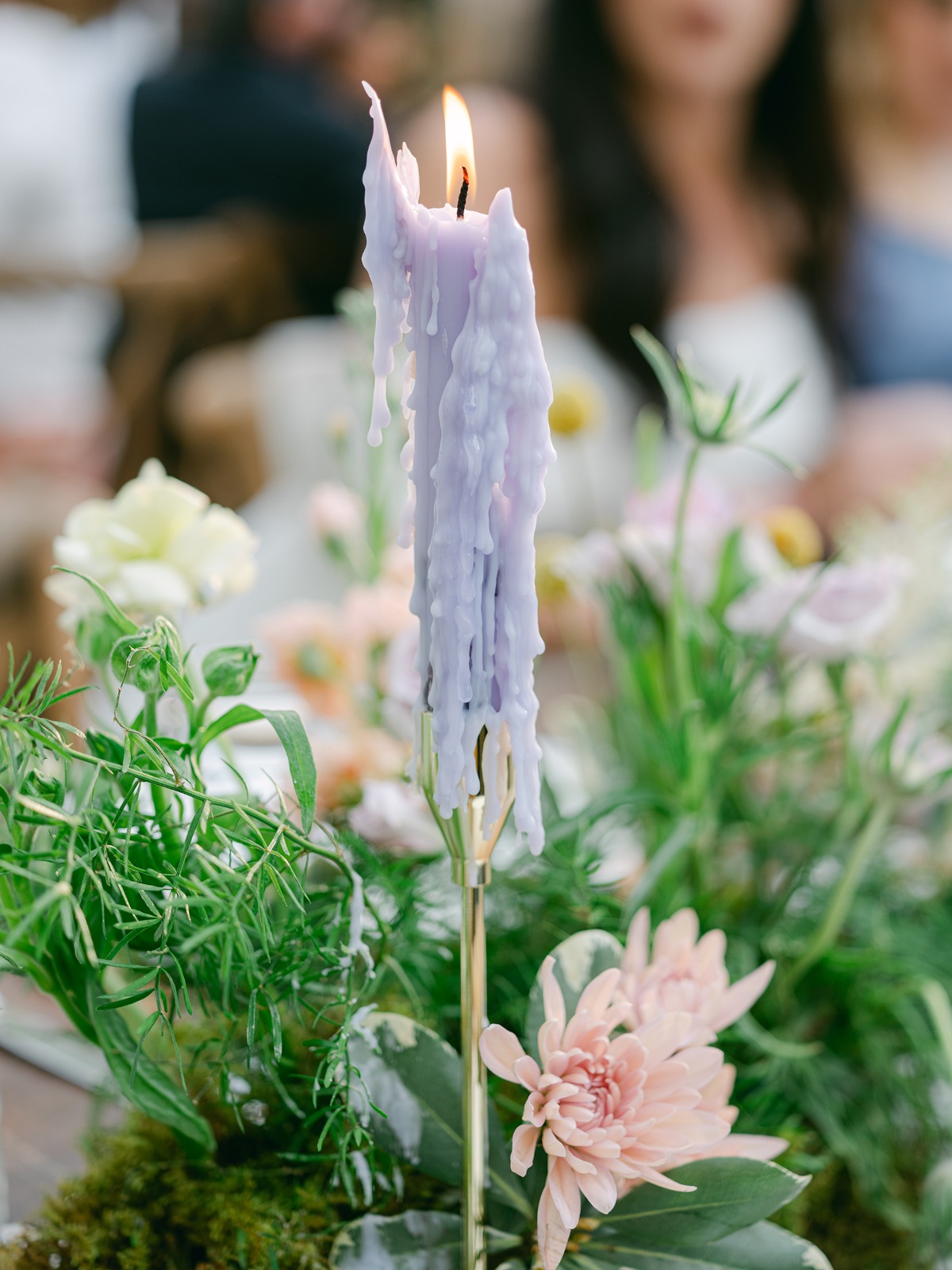 lavender tapered candles for pastel wedding tablescape