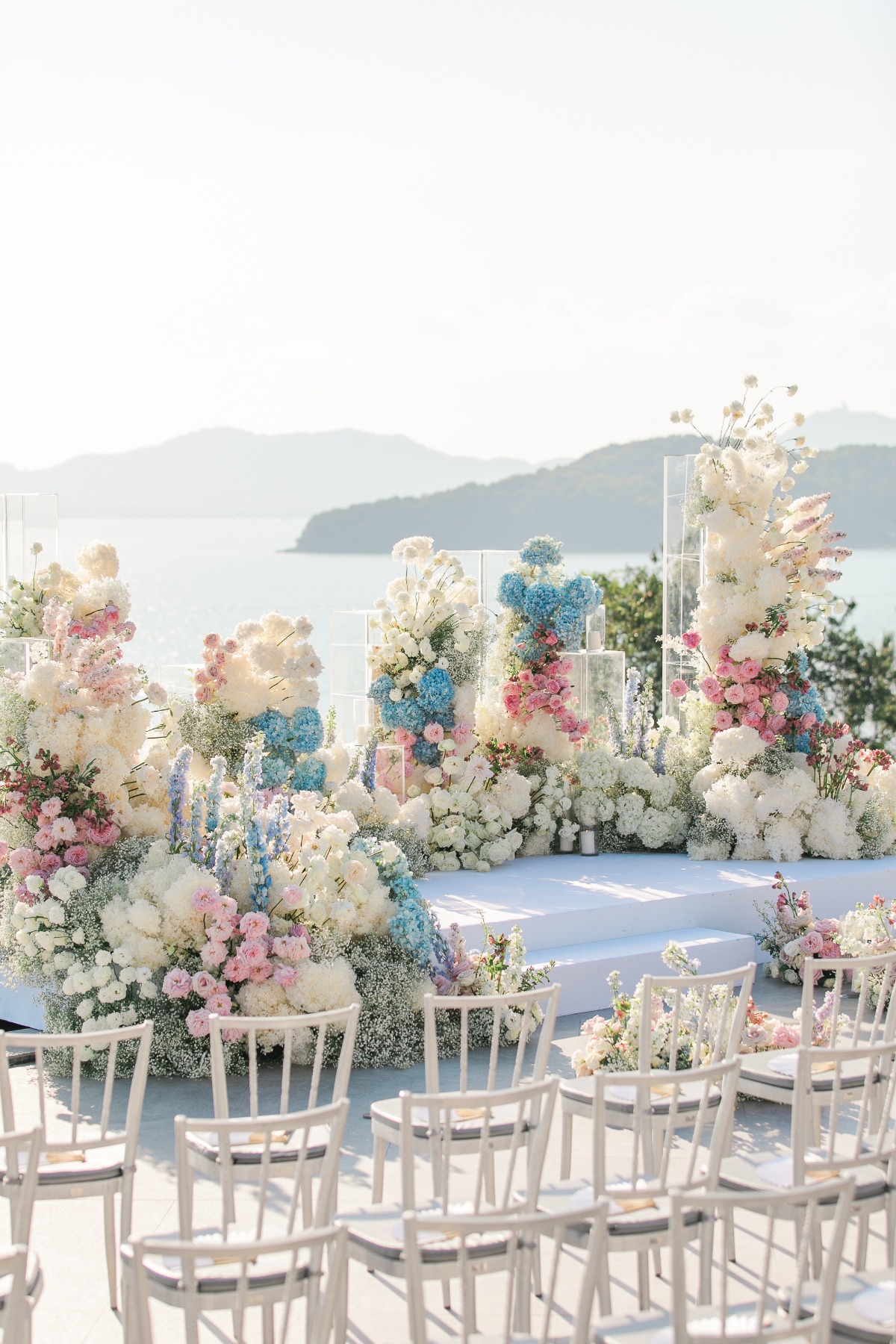 pastel colored wedding ceremony in thailand