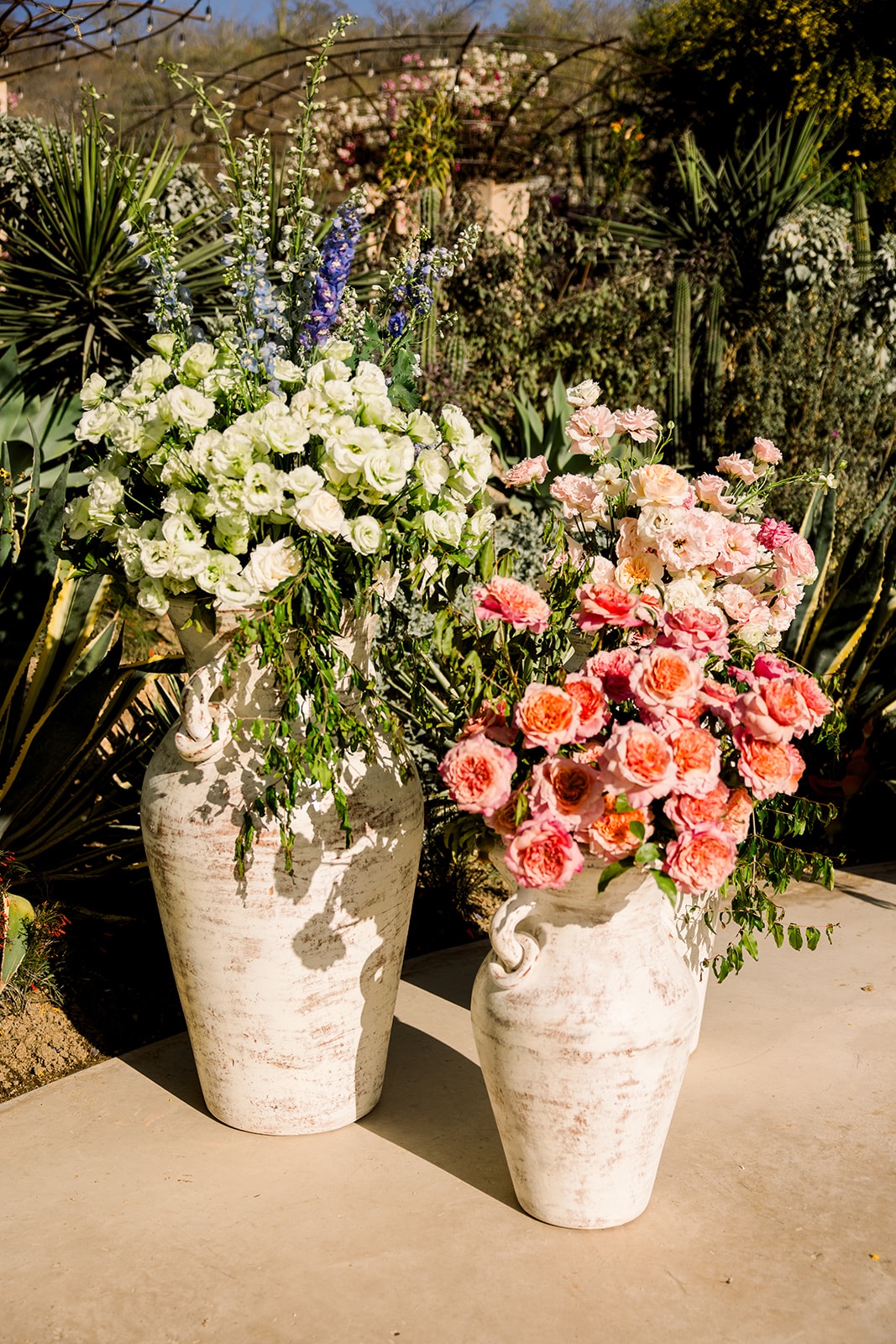 tall white vases