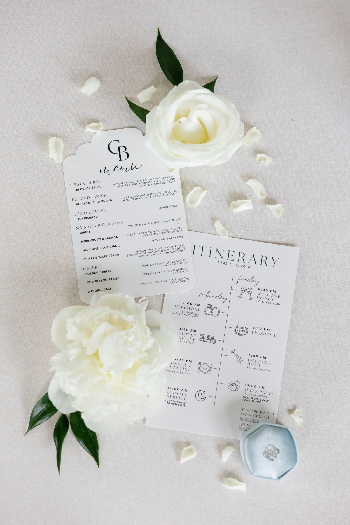 classic black and white printed materials for wedding