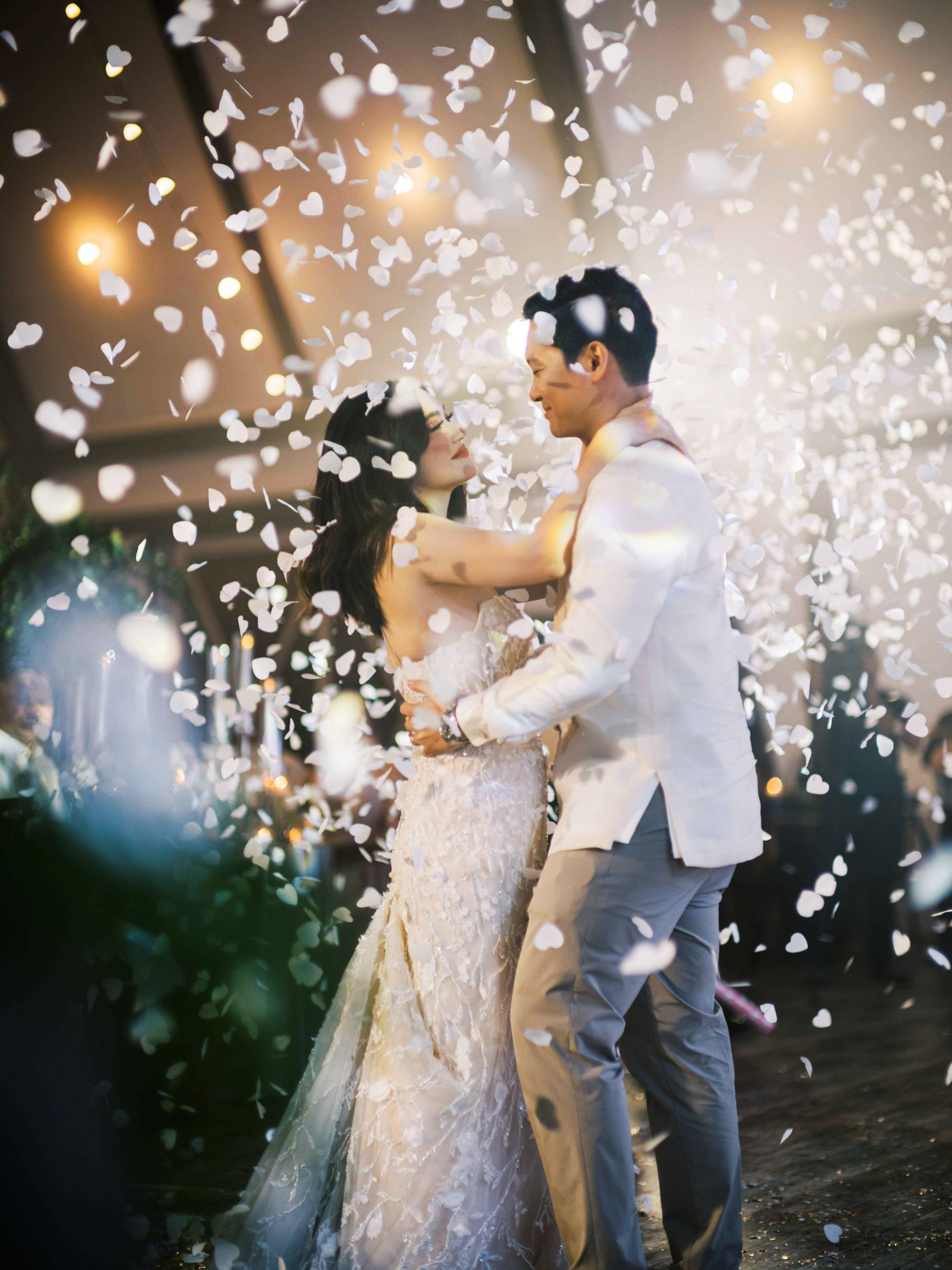 petal toss for first dance at wedding