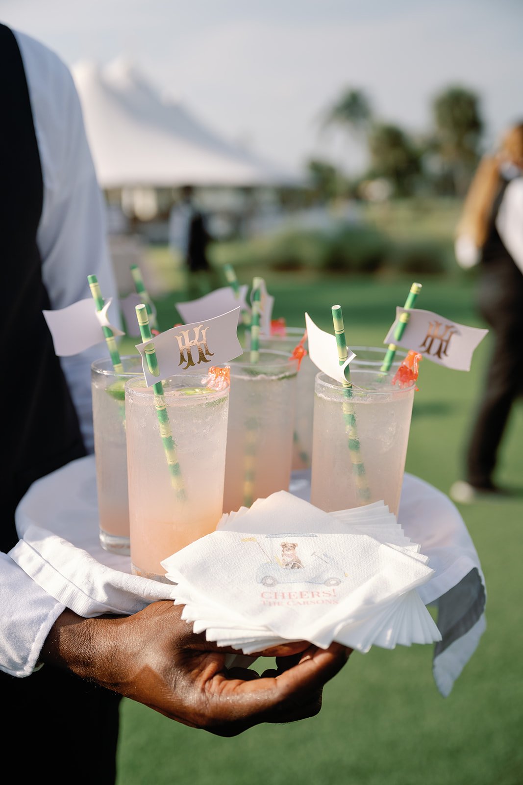 custom straws and flags for wedding cocktails