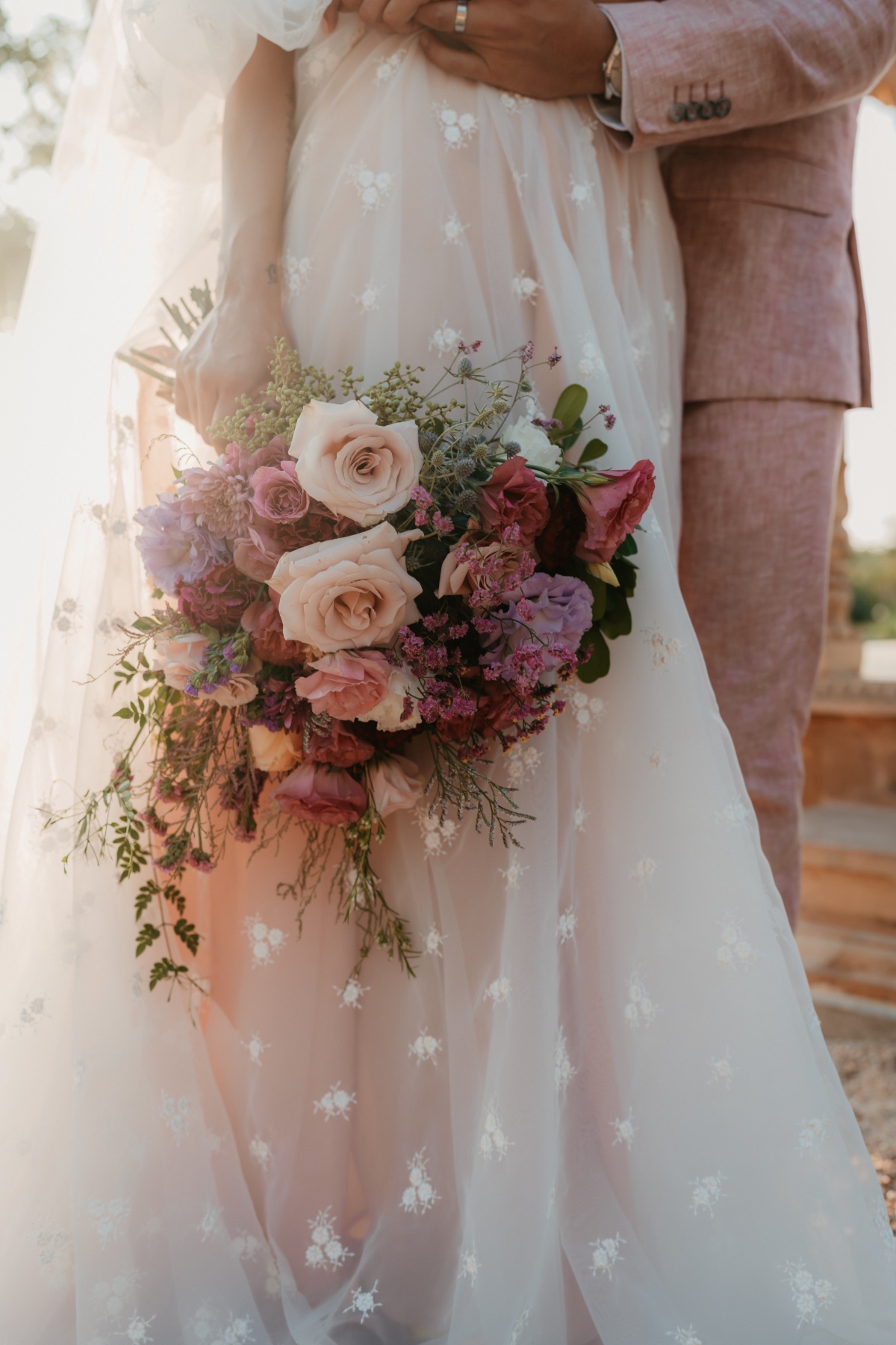 pink mauve and purple wedding bouquet