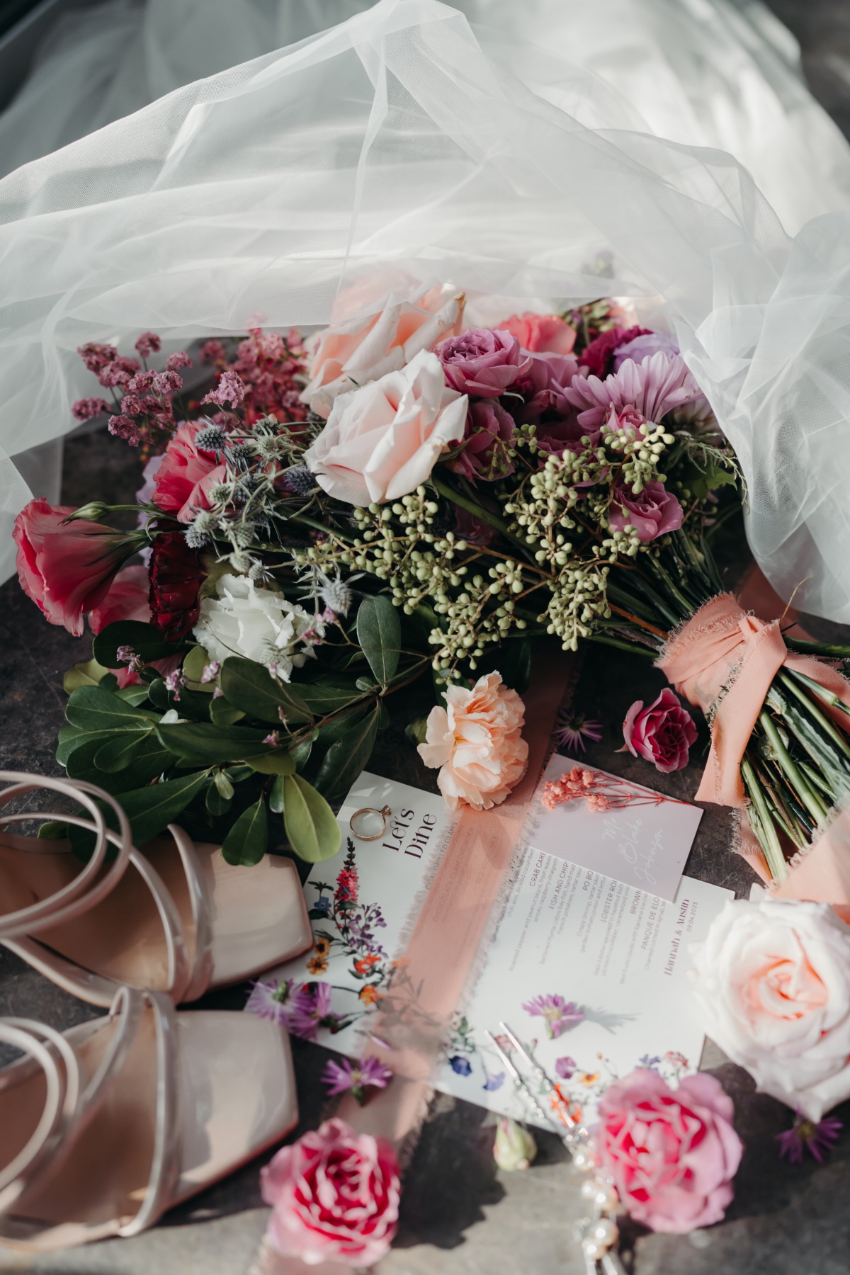 pink and purple wedding flowers