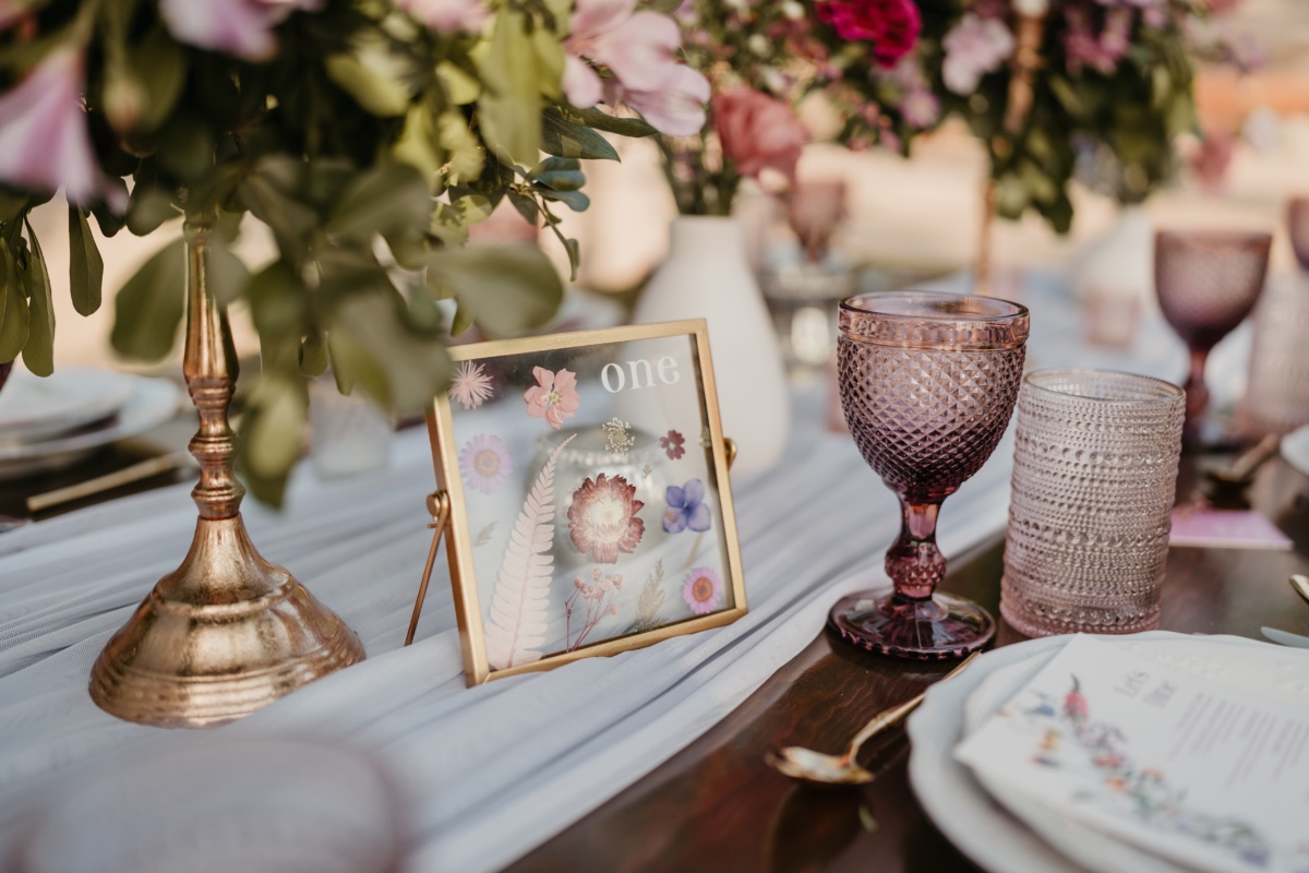 dried flower table numbers for wedding