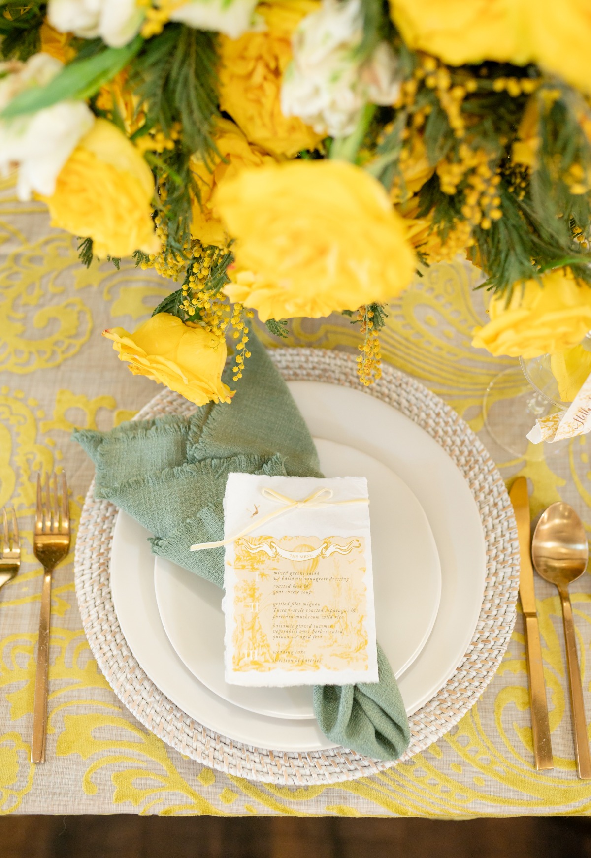 yellow wedding menus