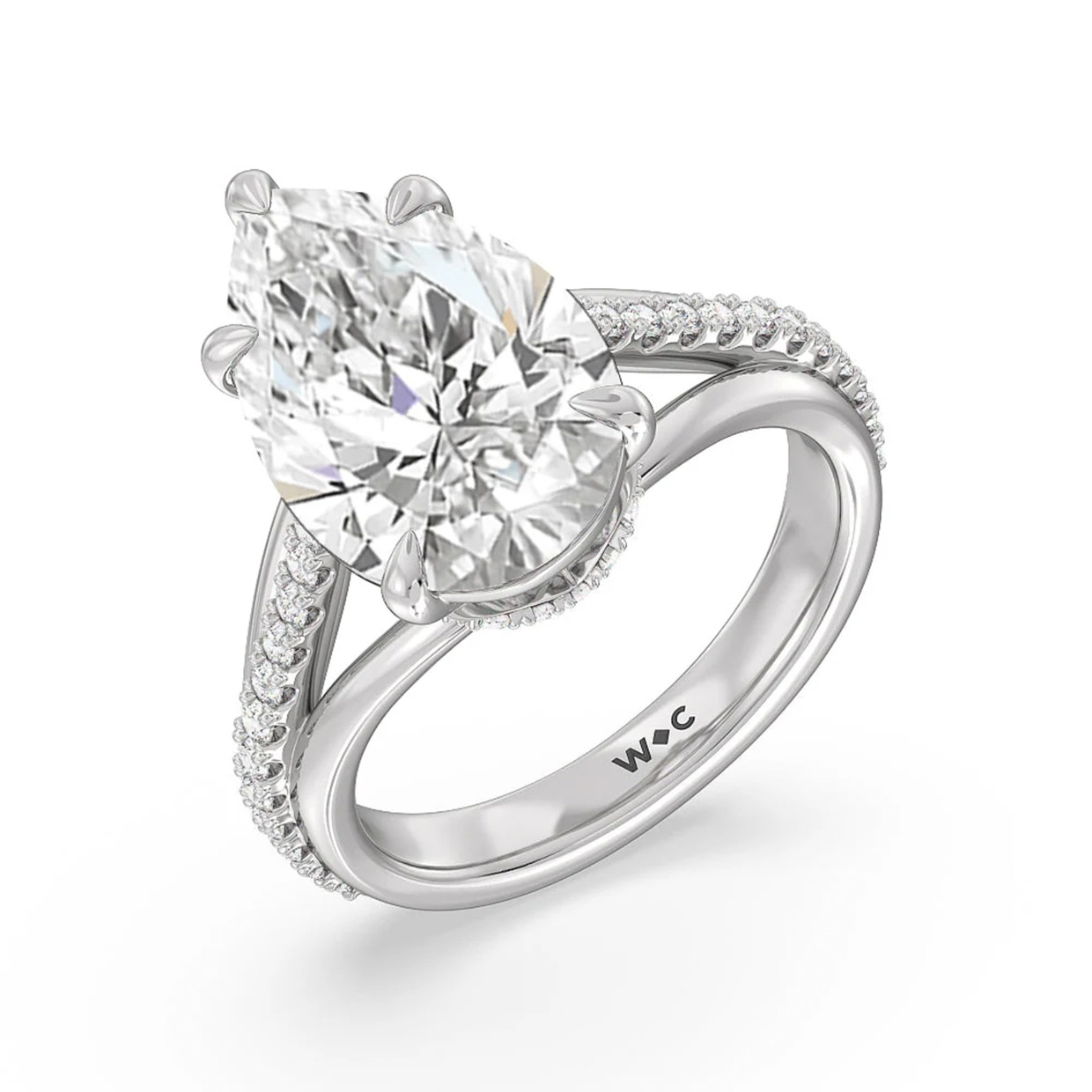 Elegance Split Shank Center Pave Engagement Ring