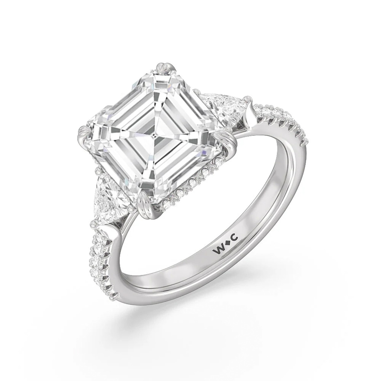 Elegance Trillion Diamond Three Stone Engagement Ring