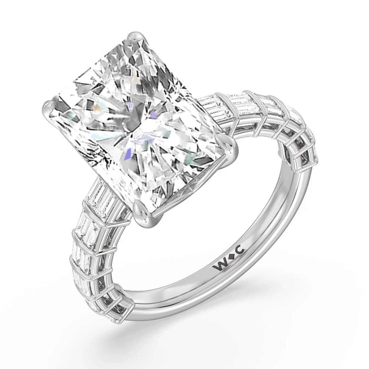 Elegance Two Row Baguette Studded Engagement Ring -