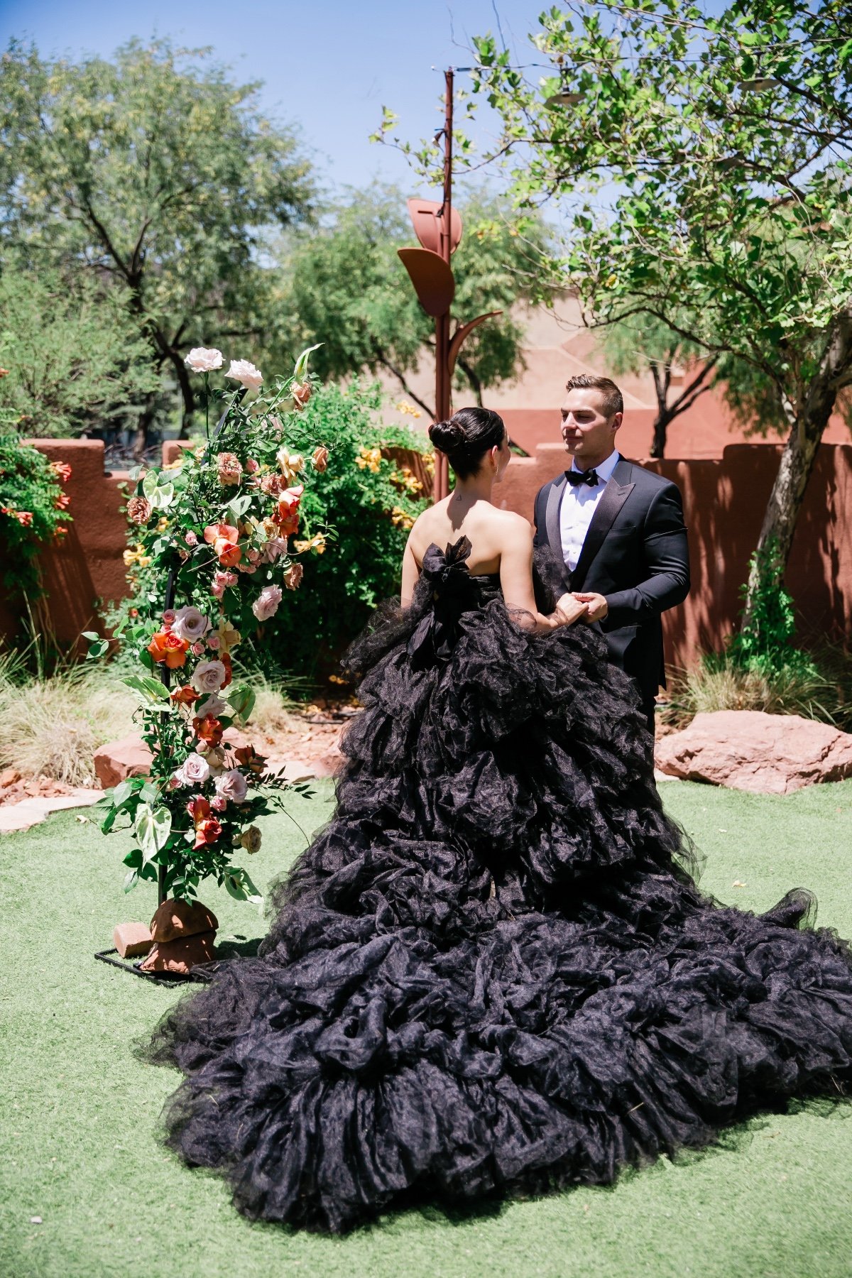 black ruffle ballgown