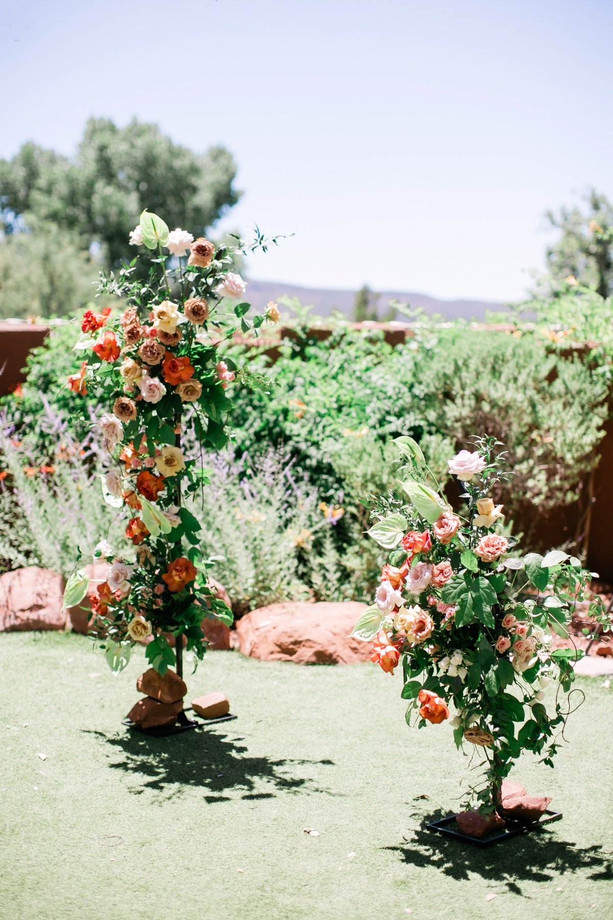 sunset-inspired flower columns