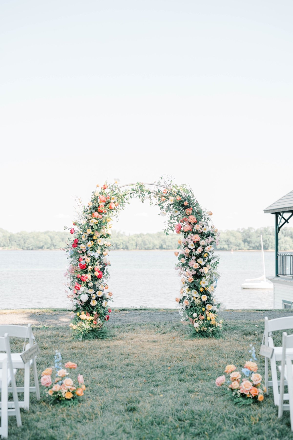 pastel wedding floral arch