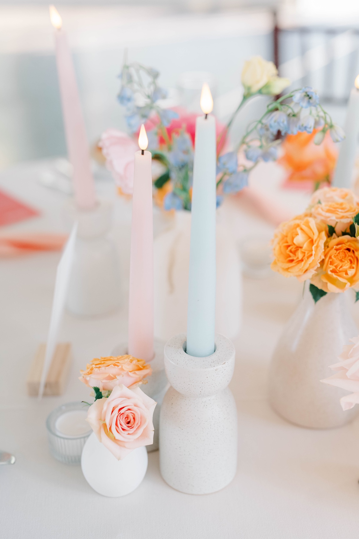 simple pastel wedding tablescape