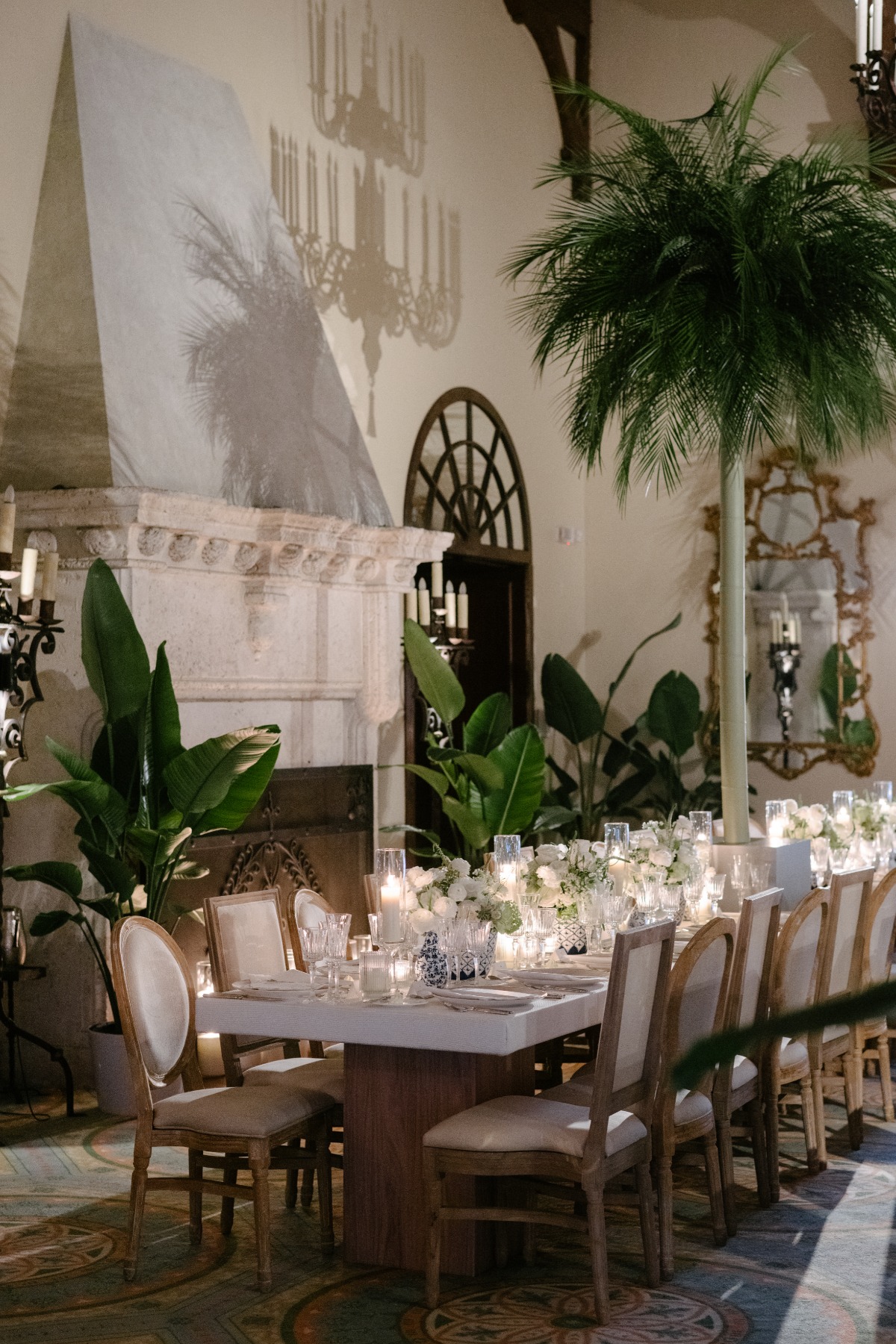 miami tropical indoor wedding reception