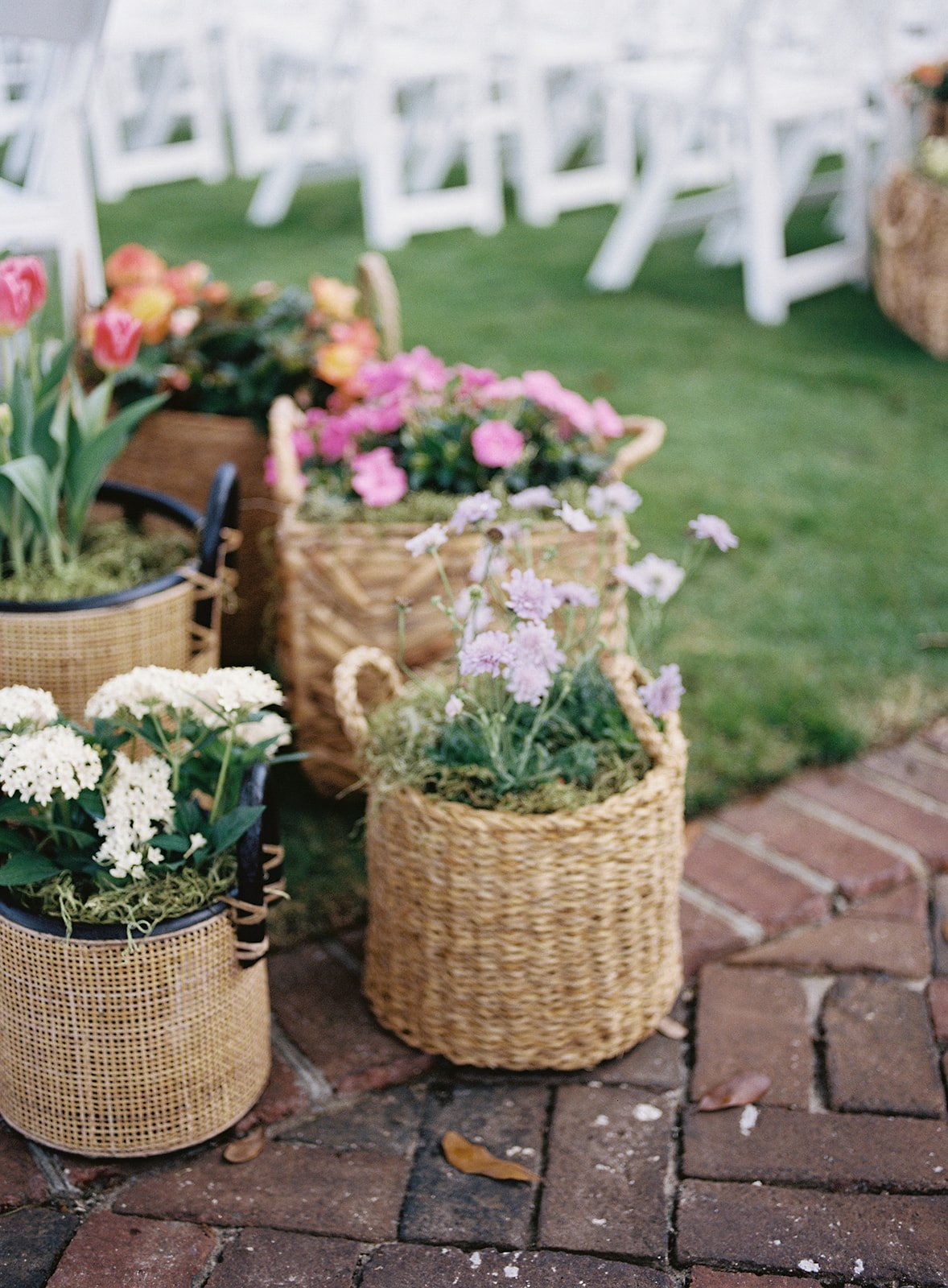 market basket floral arrangements for wedding