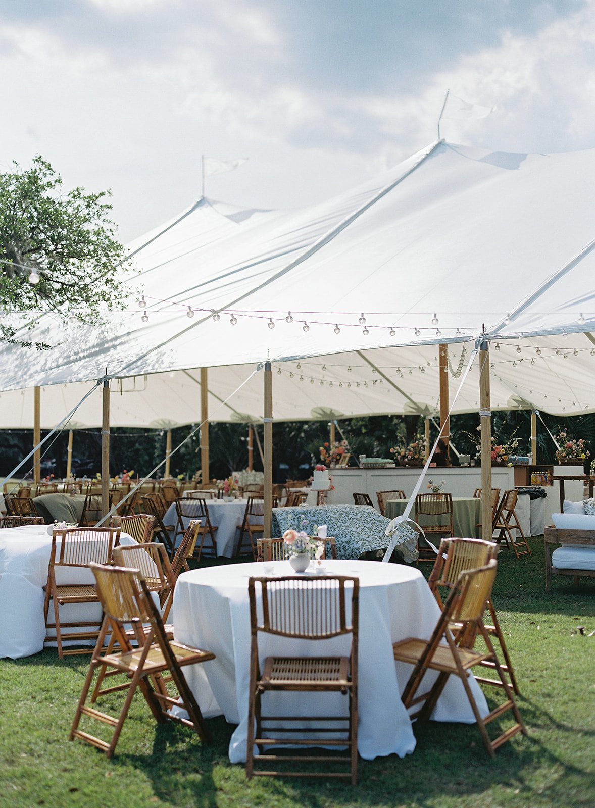 tented outdoor reception on a golf course