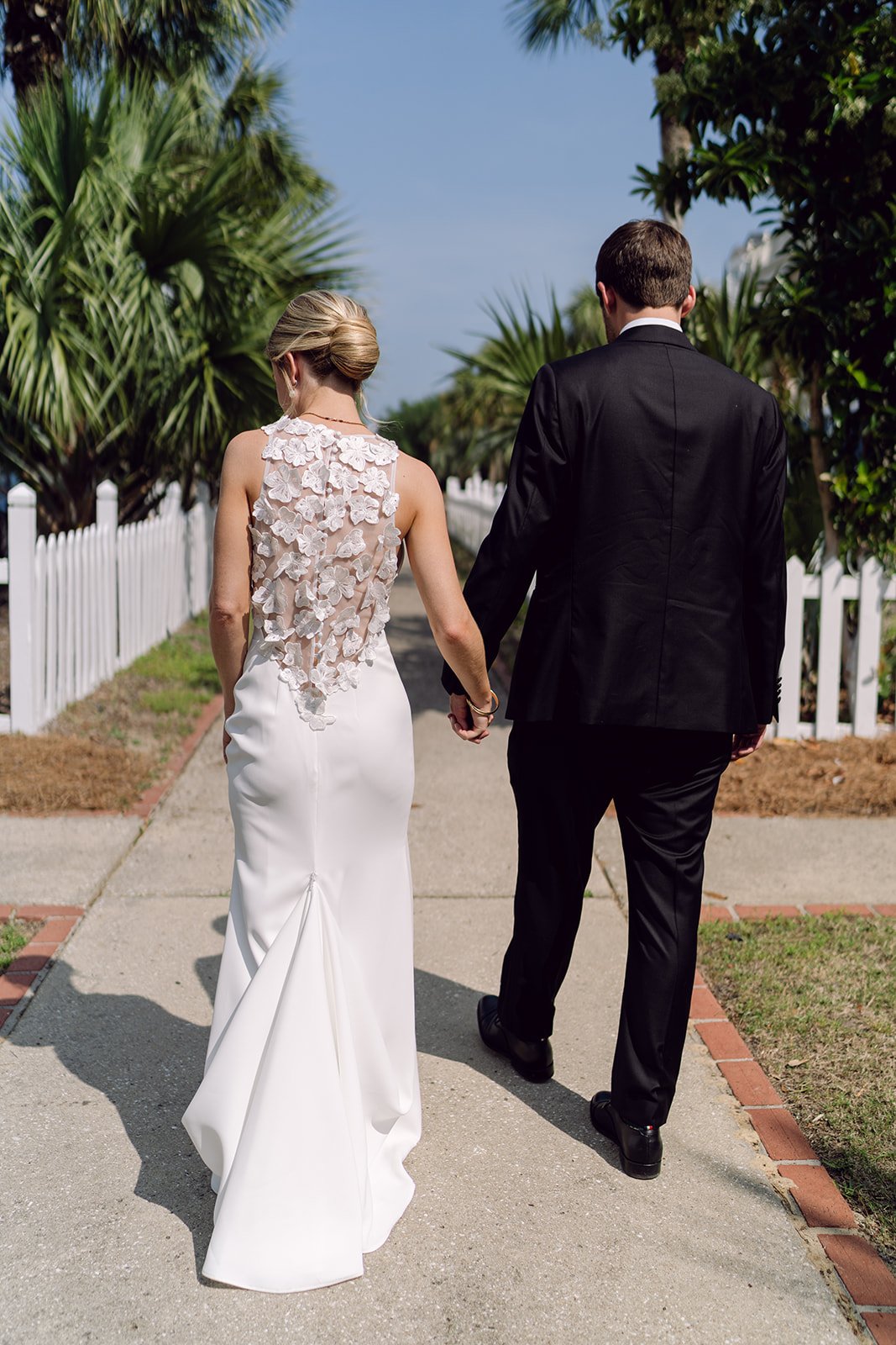 wedding dress with 3-d flowers